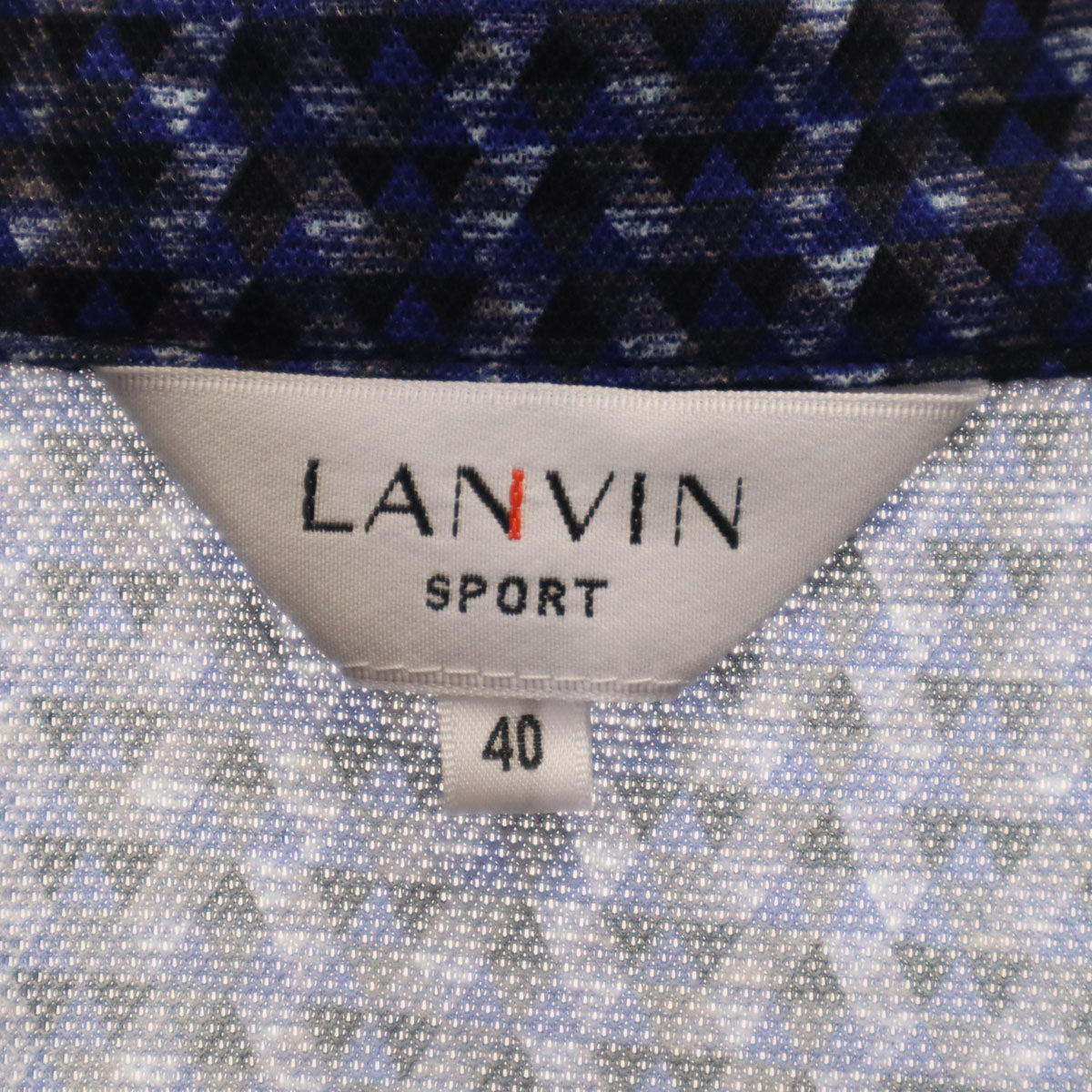美品 LANVIN SPORT ランバンスポール 総柄 ゴルフ 半袖 ポロシャツ 40 ネイビー メンズ