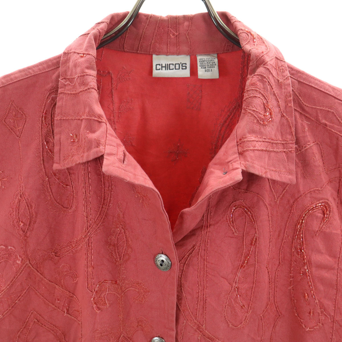 チコズ 90s 00s オールド 総刺繍 コットン ジャケット 2 ピンク系 レディース