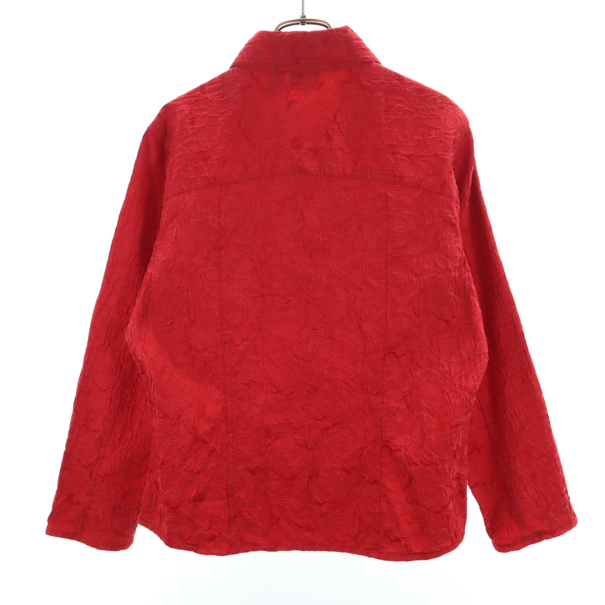 チコズ 00s オールド 長袖 ジャガード ワークシャツ 1 レッド バラ総柄 レディース