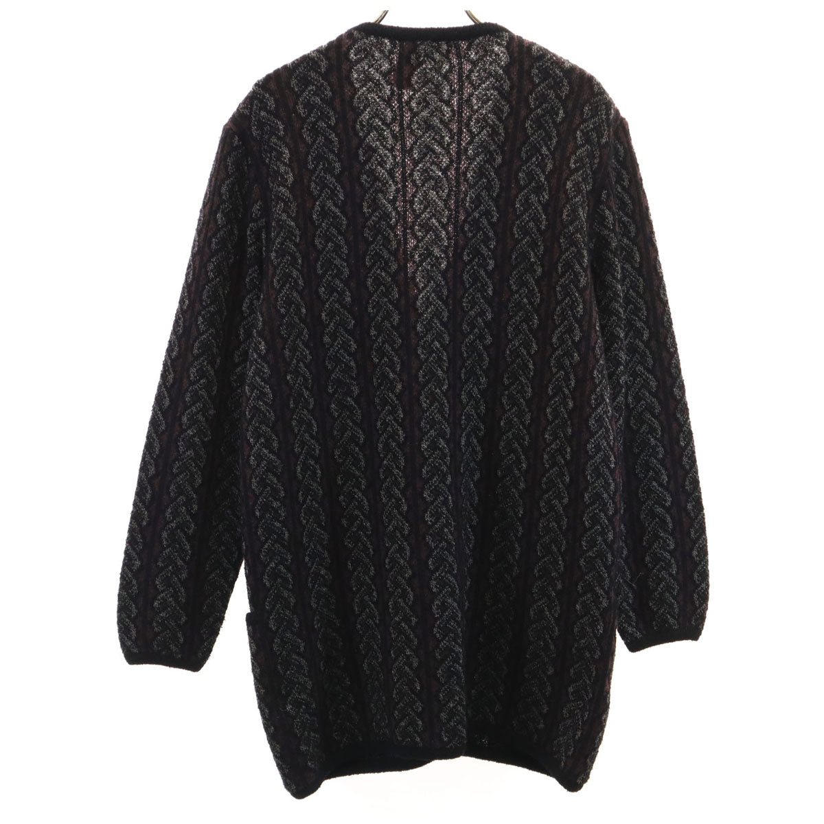 Missoni ミッソーニ 90s イタリア製 オールド ケーブル柄 長袖 Vネック ニットカーディガン 42 ブラック レディース