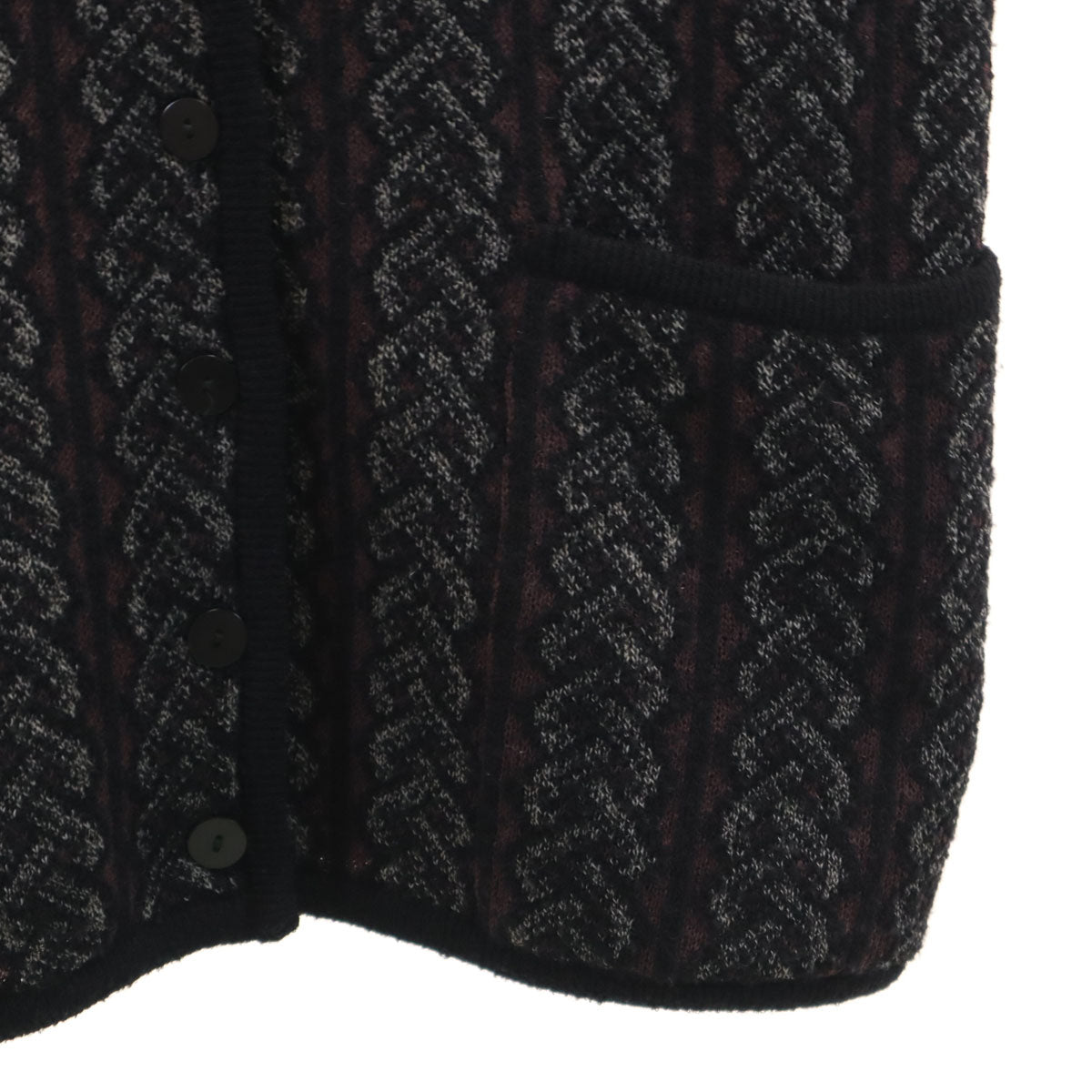 Missoni ミッソーニ 90s イタリア製 オールド ケーブル柄 長袖 Vネック ニットカーディガン 42 ブラック レディース