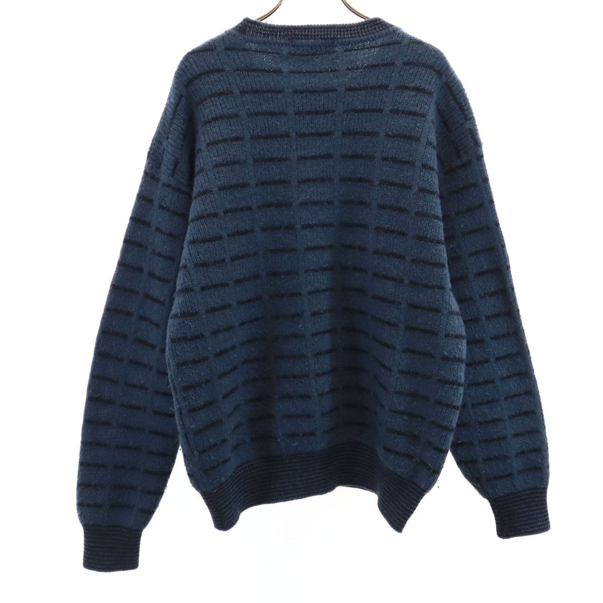 YVES SAINT LAURENT イヴサンローラン 90s オールド 総柄 長袖 セーター L ネイビー ニット メンズ