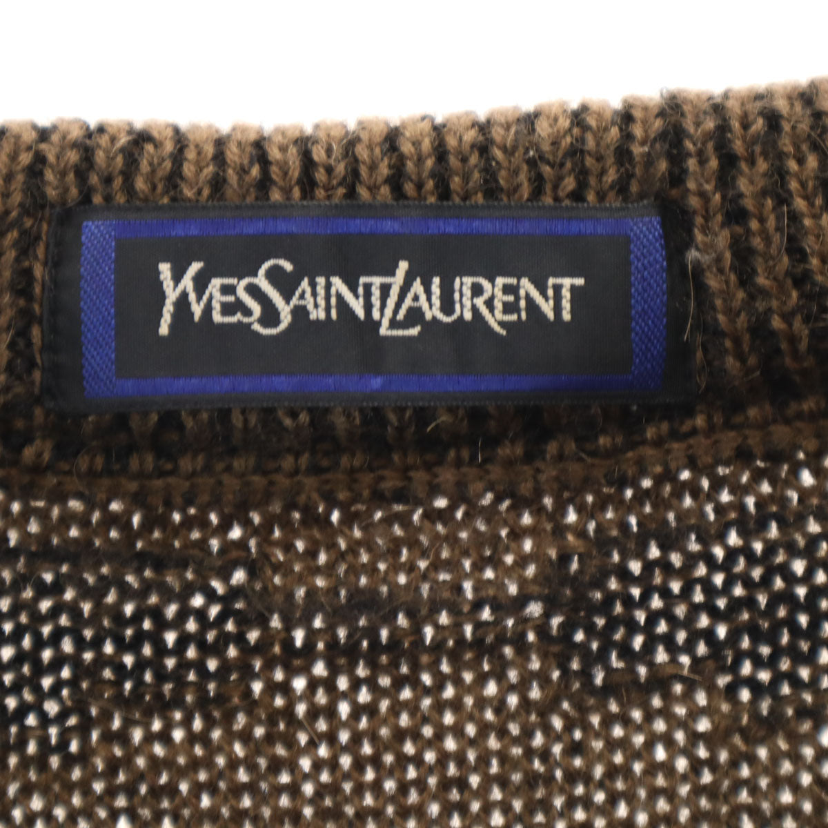 YVES SAINT LAURENT イヴサンローラン 90s オールド 総柄 長袖 セーター L ブラウン ニット メンズ