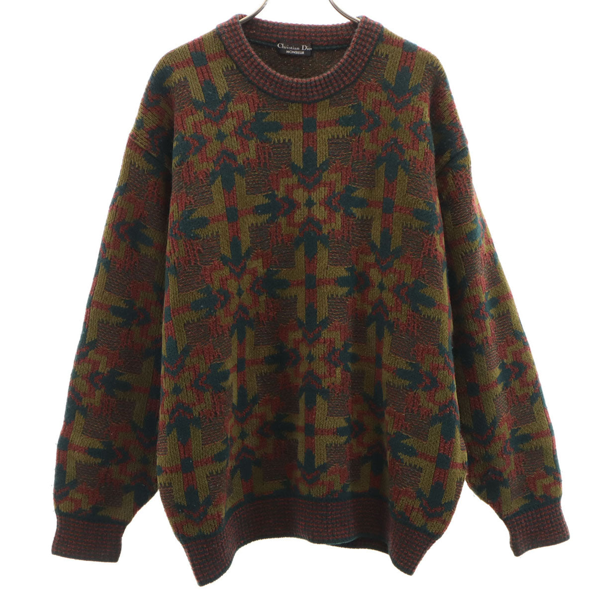 Christian Dior MONSIEUR クリスチャンディオール ムッシュ 90s オールド 総柄 長袖 セーター L マルチ ニット メンズ