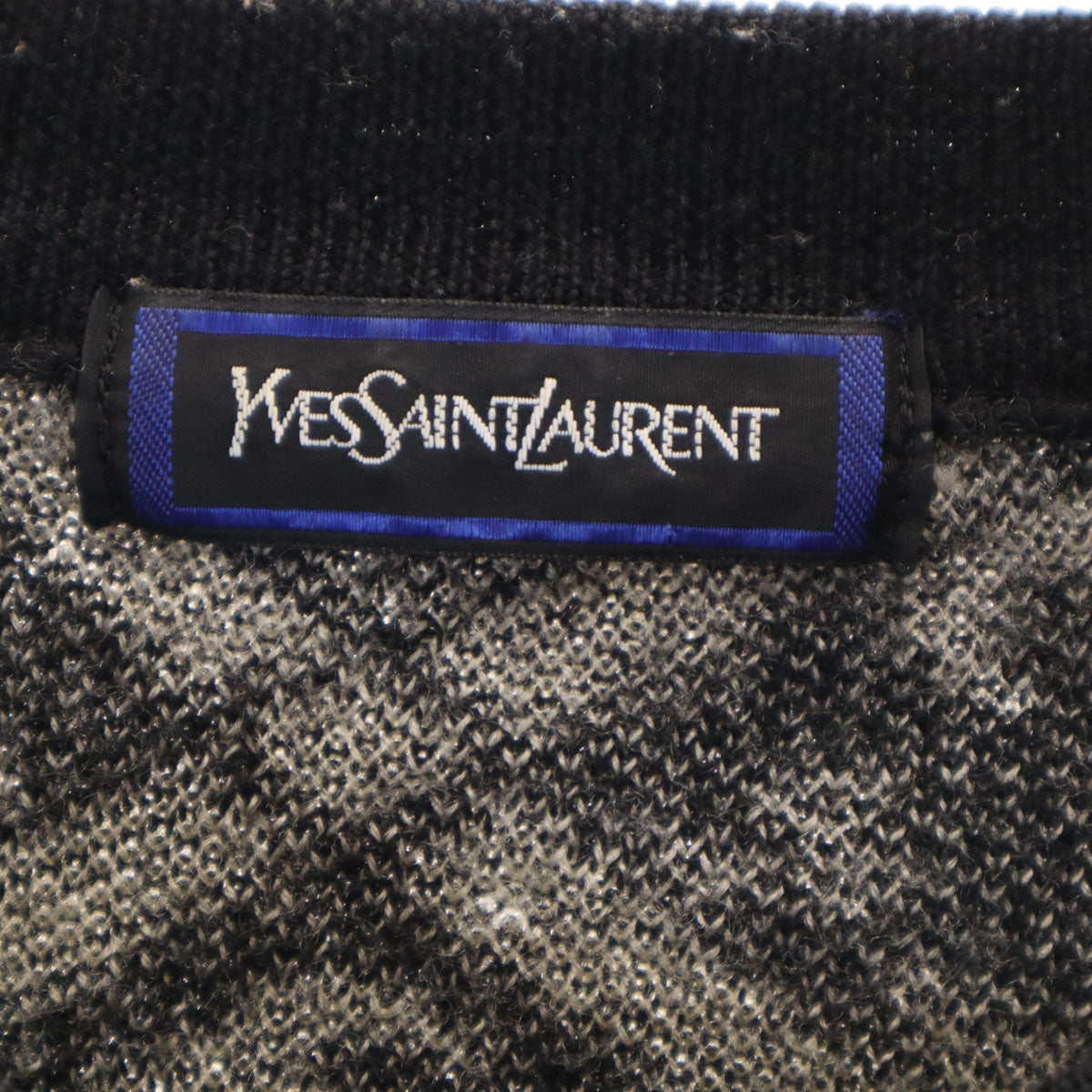 YVES SAINT LAURENT イヴサンローラン 90s オールド 総柄 長袖 セーター L ブラック ニット レディース