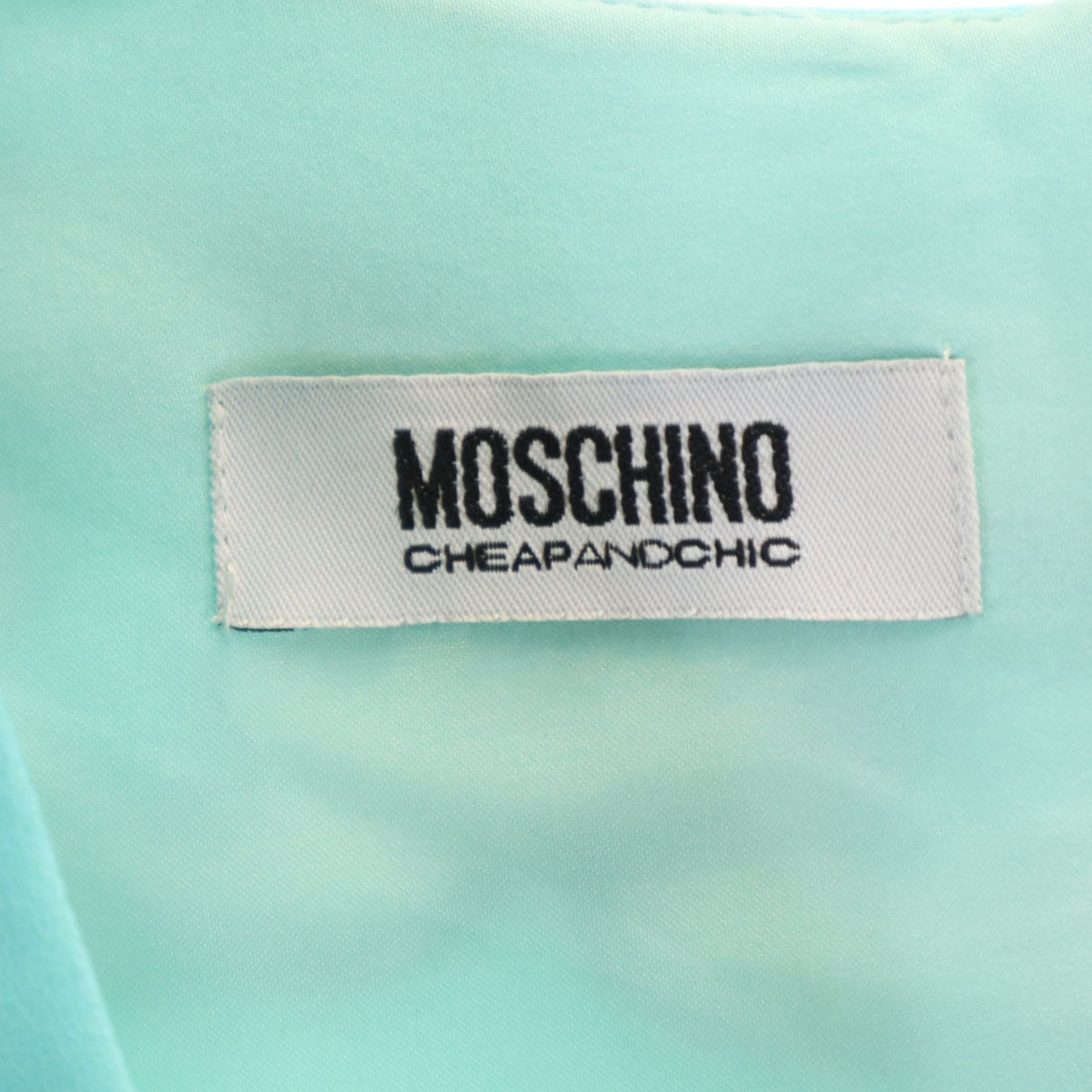 MOSCHINO モスキーノ ノースリーブ 膝丈ワンピース 4 グリーンブルー レディース