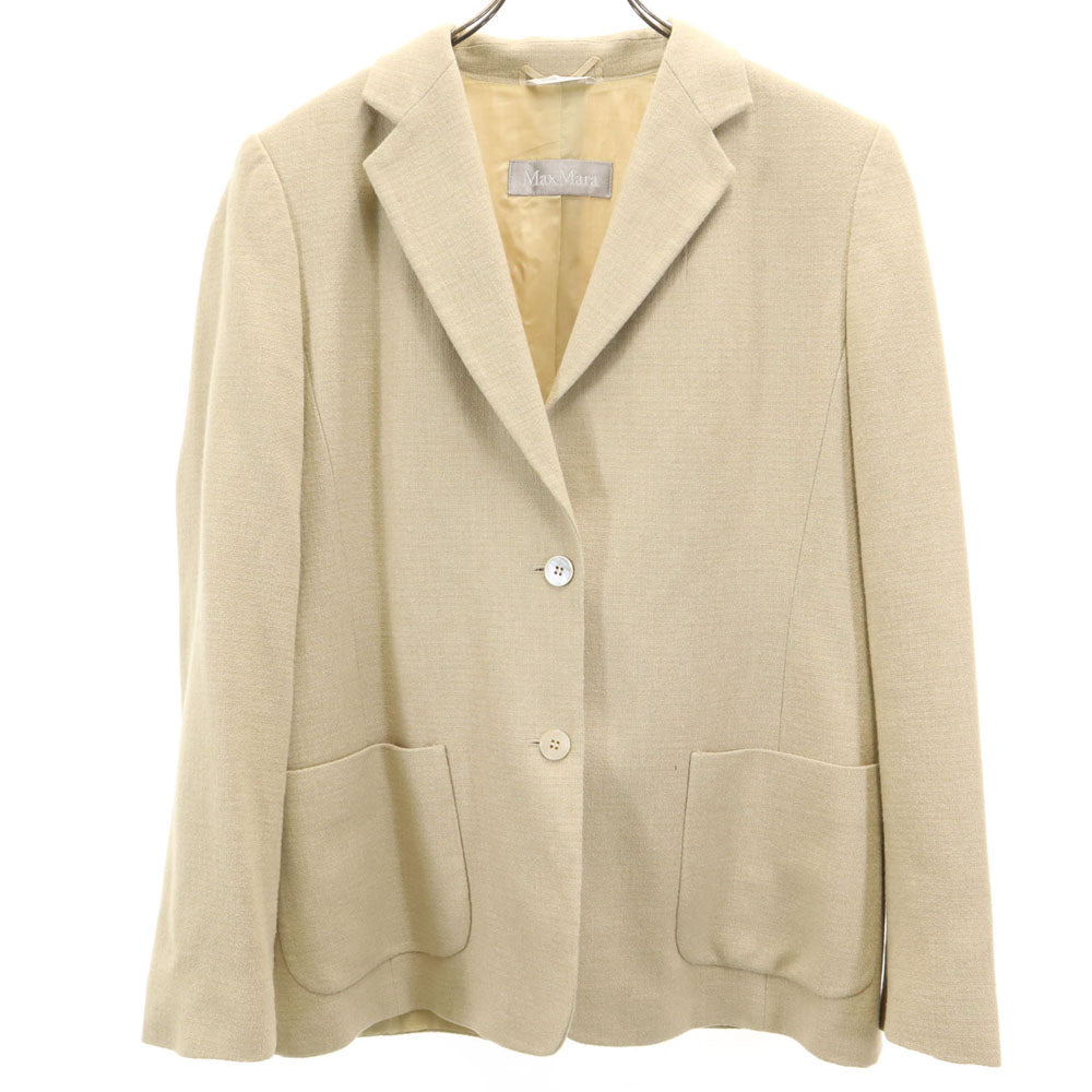 MAX MARA マックスマーラ イタリア製 シルクブレンド テーラードジャケット 44 ベージュ ブレザー レディース