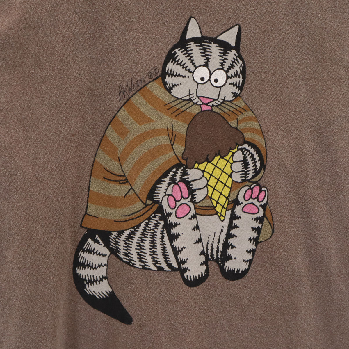 Crazy Shirt クレイジーシャツ 90s USA製 オールド クリバンキャット 半袖 Tシャツ S ブラウン メンズ