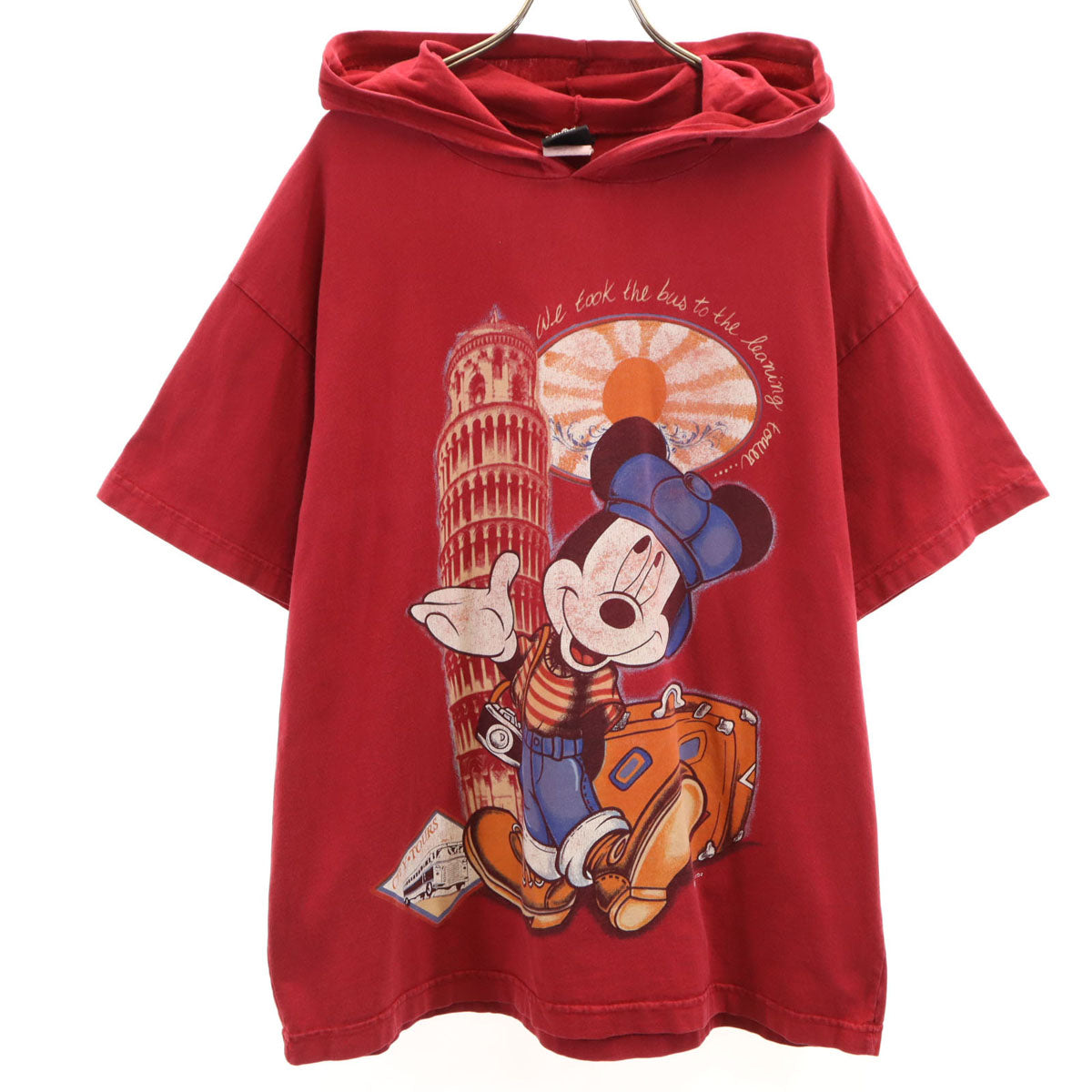 MICKEY UNLIMITED ミッキーアンリミテッド 90s USA製 オールド ミッキーマウス 半袖 フーディー Tシャツ M レッド Disney ディズニー メンズ