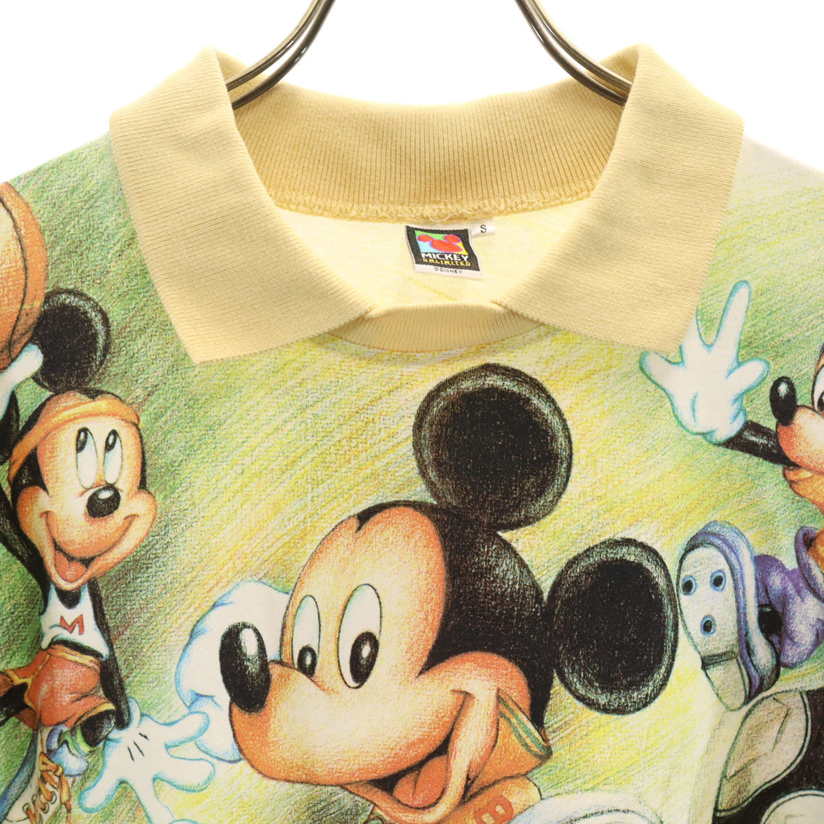 MICKEY UNLIMITED ミッキーアンリミテッド ミッキーマウス 半袖 襟付き Tシャツ S イエロー系 Disney ディズニー メンズ