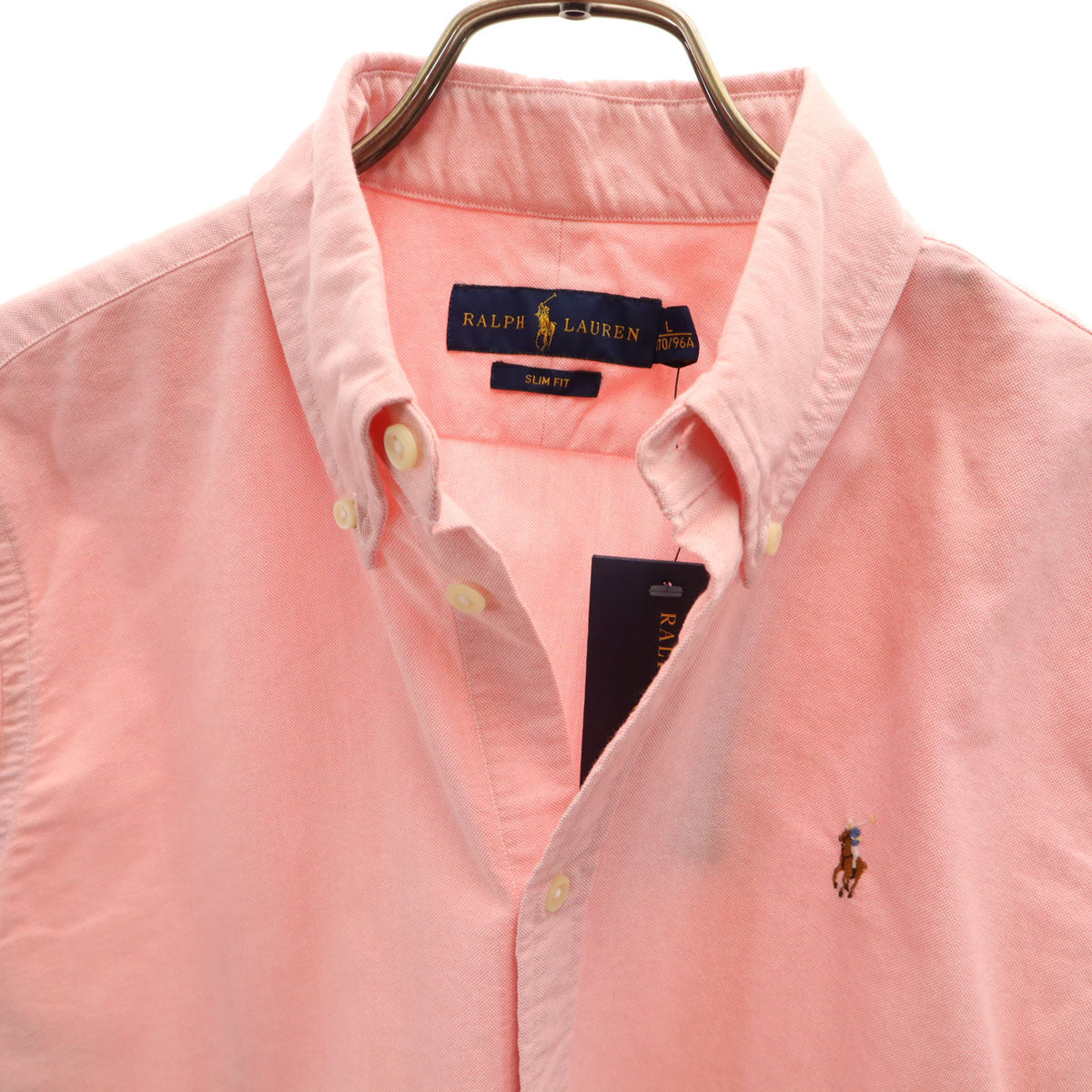 未使用 RALPH LAUREN ラルフローレン 半袖 オックスフォード ボタンダウンシャツ L ピンク SLIM FIT レディース