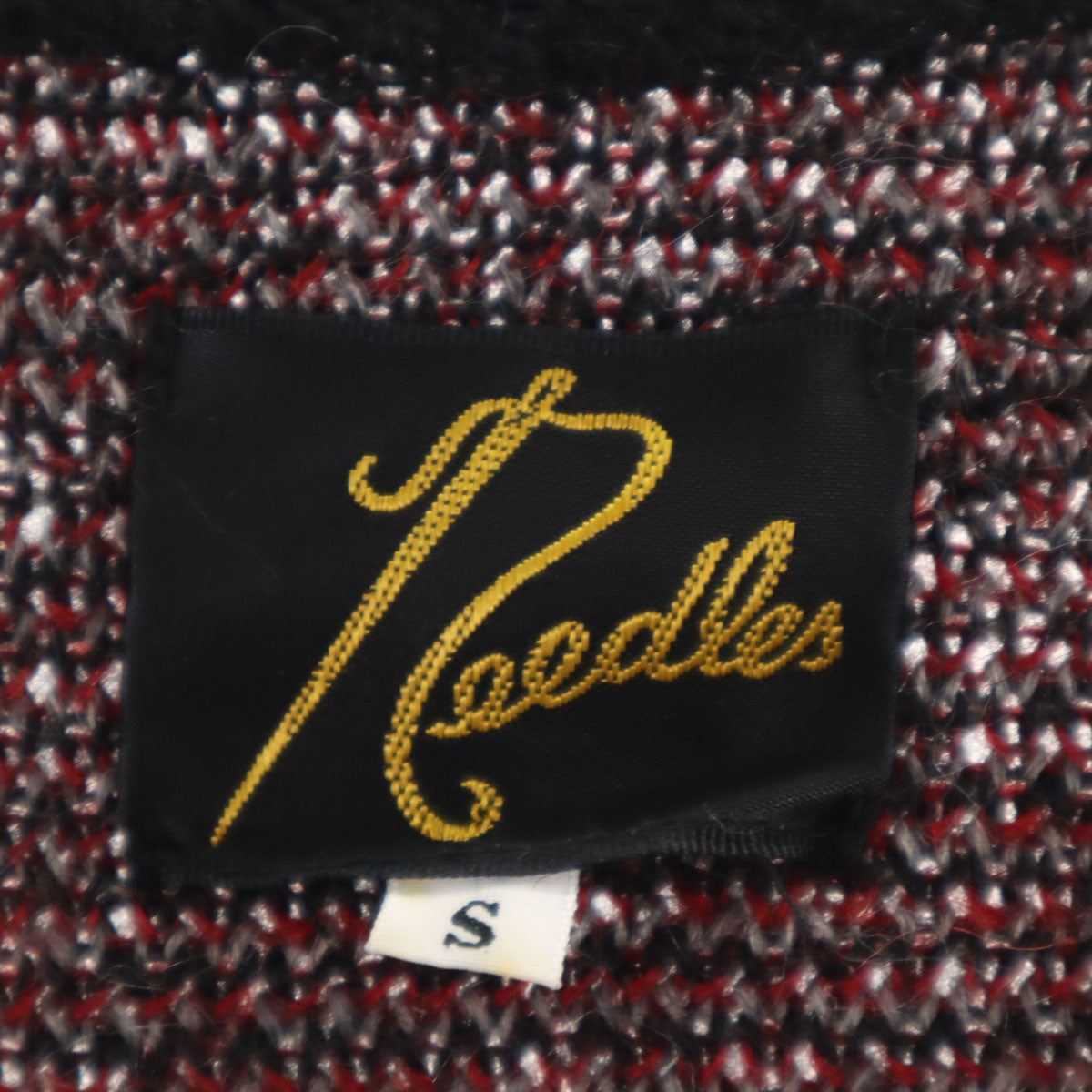 Needles ニードルズ 日本製 モヘヤブレンド ダイヤ柄 長袖 シャギー ニットカーディガン S ブラック系 メンズ