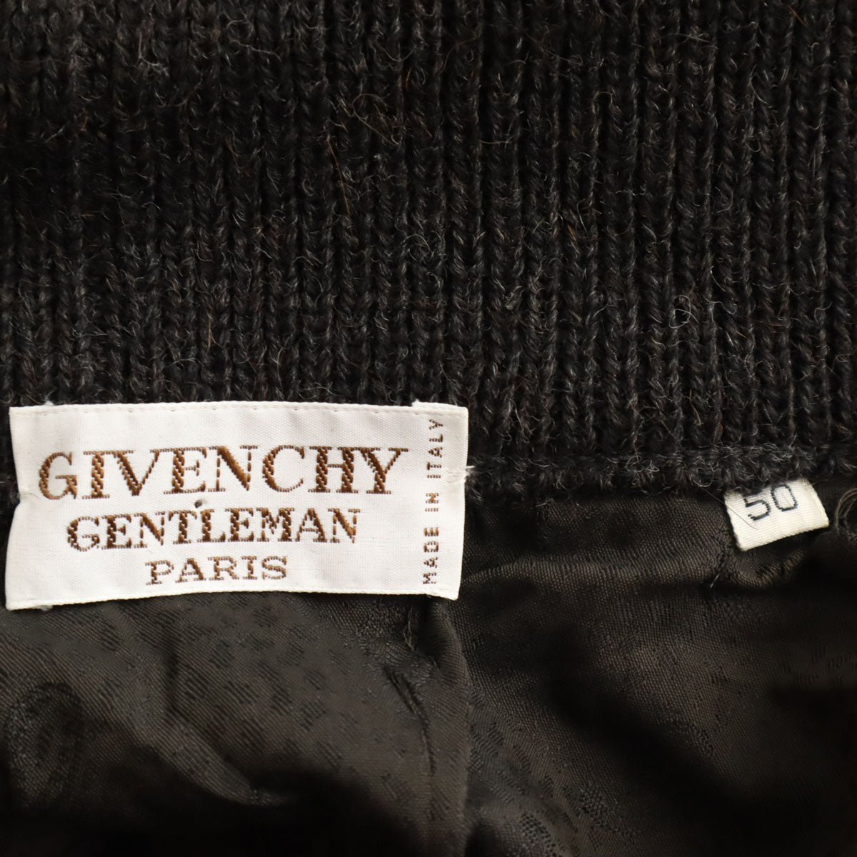 GIVENCHY GENTLEMAN ジバンシィ ジェントルマン 80s イタリア製 アルパカブレンド ヴィンテージ 総柄 長袖 ニットカーディガン 50 グレー メンズ