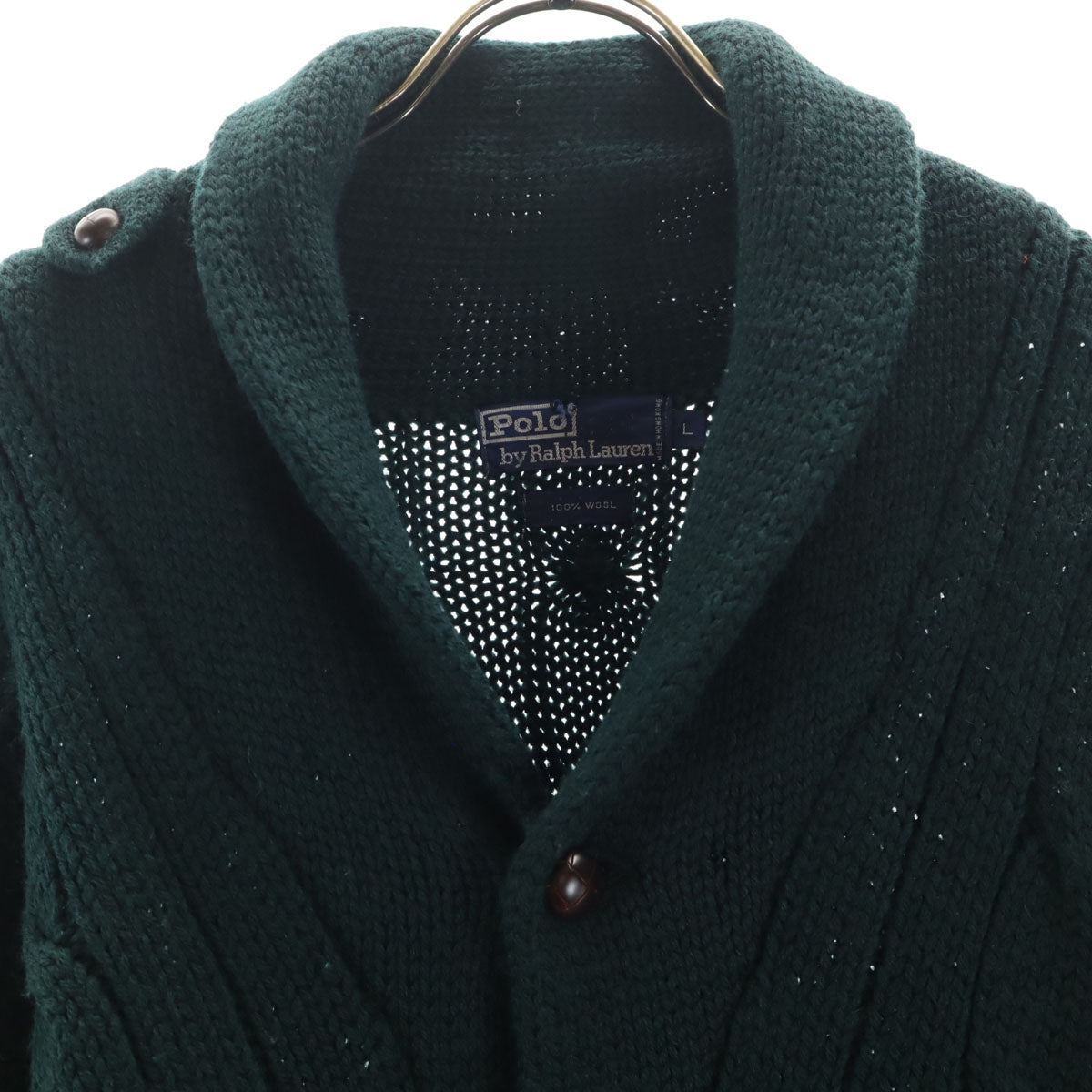 Polo by Ralph Lauren ポロバイラルフローレン 90s オールド 長袖 ショールカラー ニットカーディガン L 深緑 メンズ