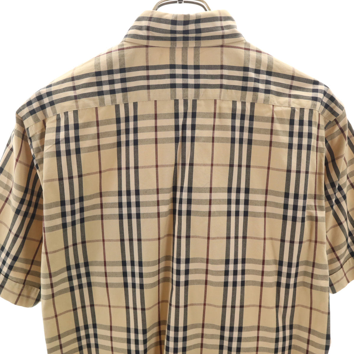 BURBERRY BLACK LABEL バーバリーブラックレーベル 日本製 チェック柄 半袖 ボタンダウンシャツ 2 ベージュ 三陽商会 メンズ