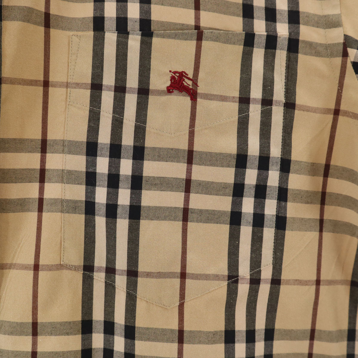 BURBERRY BLACK LABEL バーバリーブラックレーベル 日本製 チェック柄 半袖 ボタンダウンシャツ 2 ベージュ 三陽商会 メンズ
