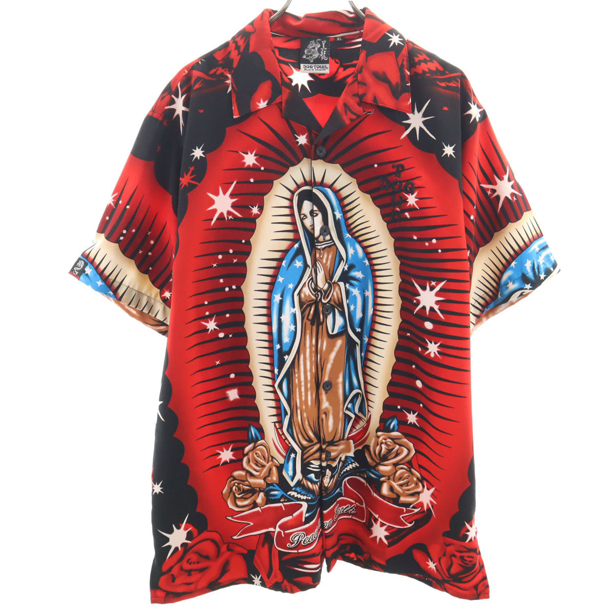DOGTOWN ドッグタウン マリア 半袖 オープンカラーシャツ XL レッド メンズ