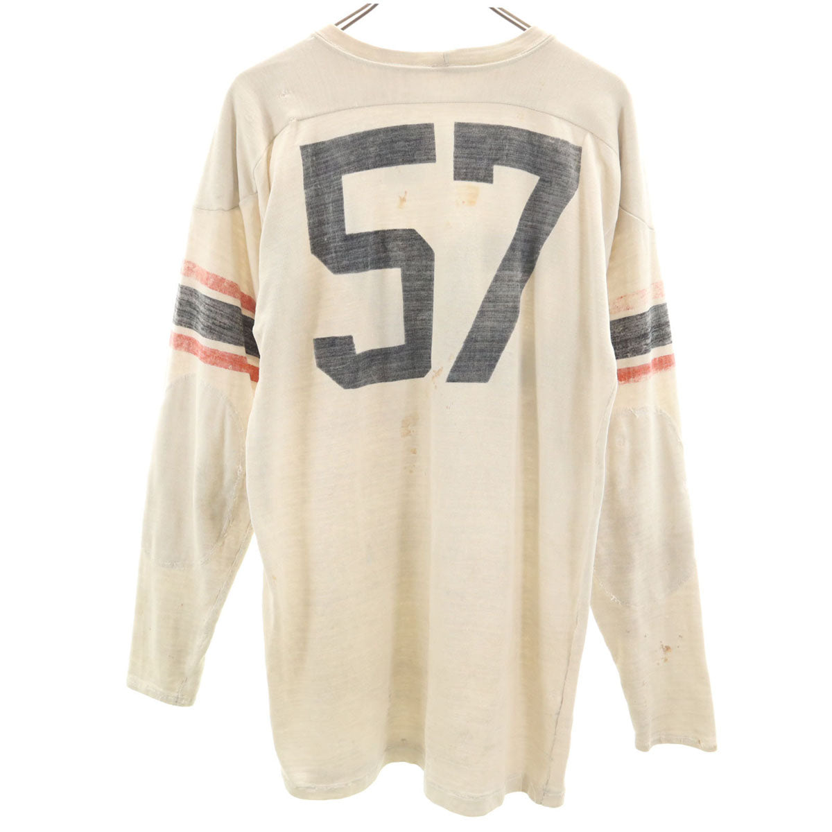 60s ヴィンテージ 57 長袖 Tシャツ ベージュ ロンT フットボールT メンズ
