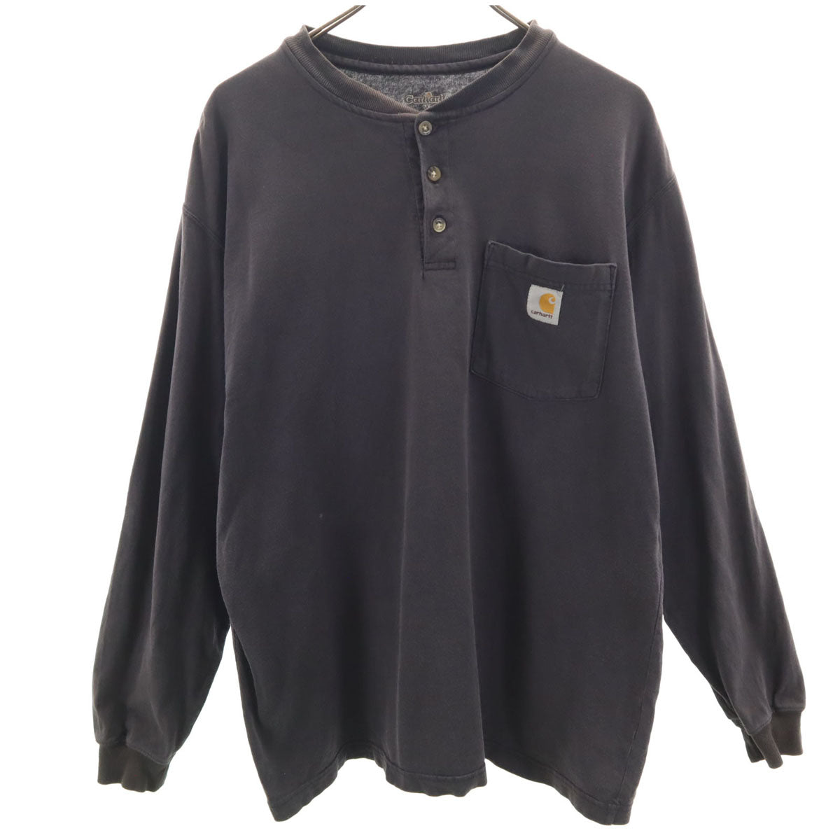 Carhartt カーハート 長袖 ヘンリーネック Tシャツ M チャコールグレー ポケT メンズ