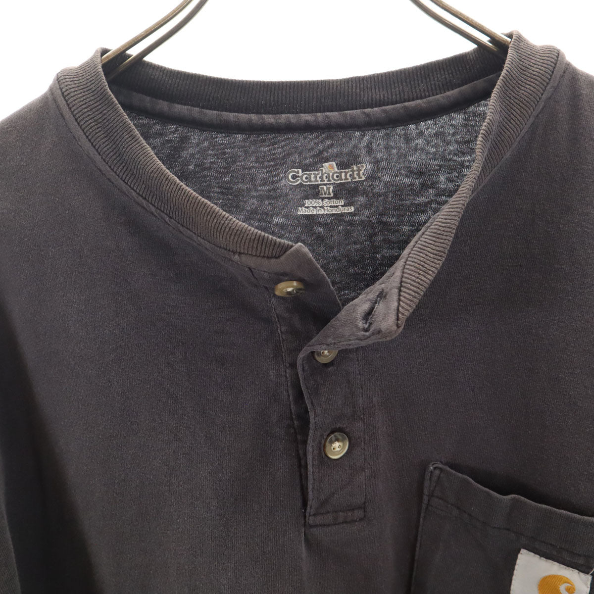 Carhartt カーハート 長袖 ヘンリーネック Tシャツ M チャコールグレー ポケT メンズ