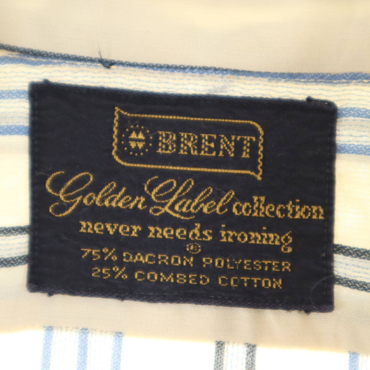 BRENT ブレント 70s USA製 ヴィンテージ ストライプ柄 長袖 Wカフス シャツ 16-33 生成り メンズ