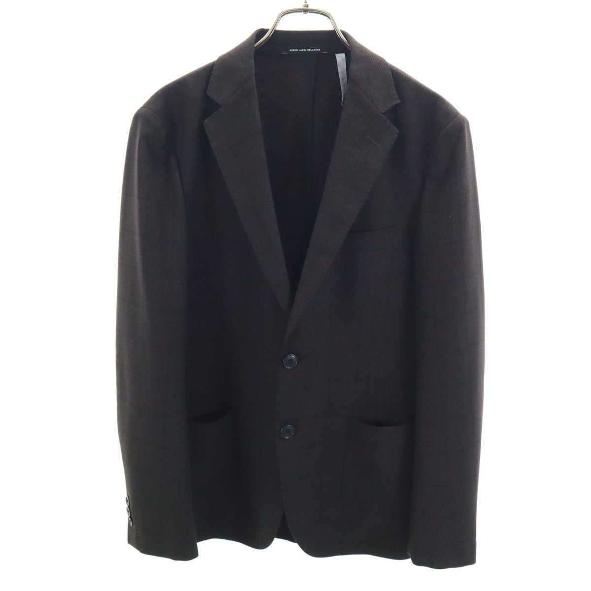 GREEN LABEL RELAXING UNITED ARROWS グリーンレーベルリラクシング ユナイテッドアローズ チェック柄 テーラードジャケット 46 チャコールブラウン アンコン メンズ