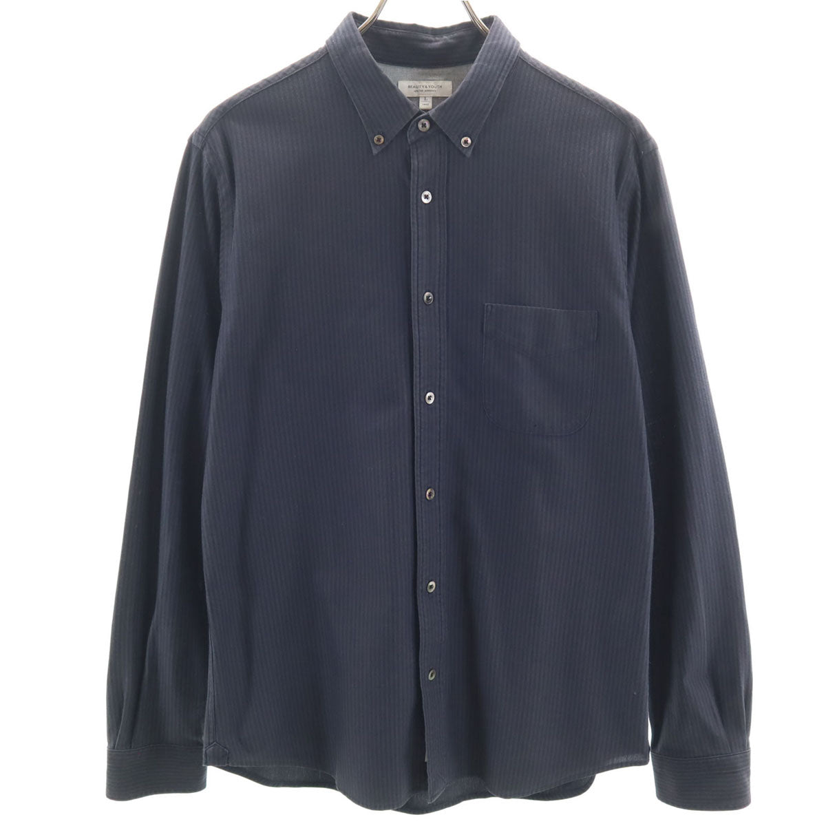 BEAUTY&YOUTH UNITED ARROWS ビューティーアンドユースユナイテッドアローズ ストライプ柄 長袖 ボタンダウンシャツ L ブラック系 メンズ