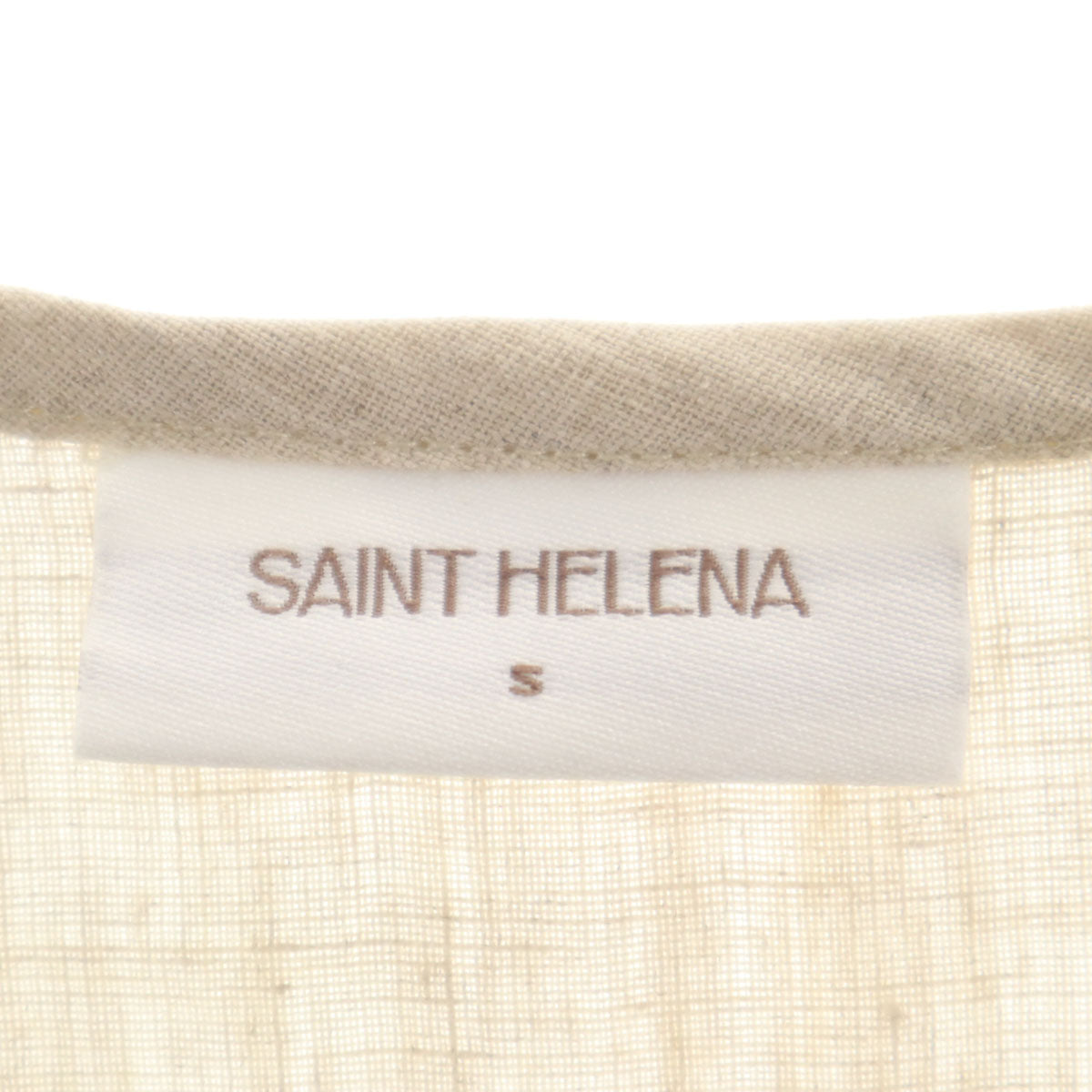 SAINT HELENA セントヘレナ リネン 長袖 ロングワンピース S ベージュ系 レディース