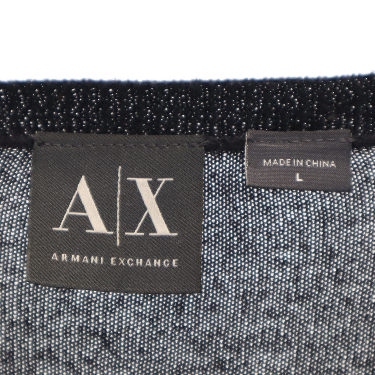 ARMANI EXCHANGE アルマーニエクスチェンジ 長袖 Vネック ニット L ブラック エルボーパッチ メンズ
