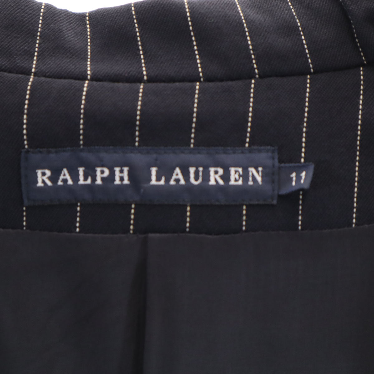 RALPH LAUREN ラルフローレン 日本製 ストライプ柄 テーラードジャケット 11 ネイビー レディース