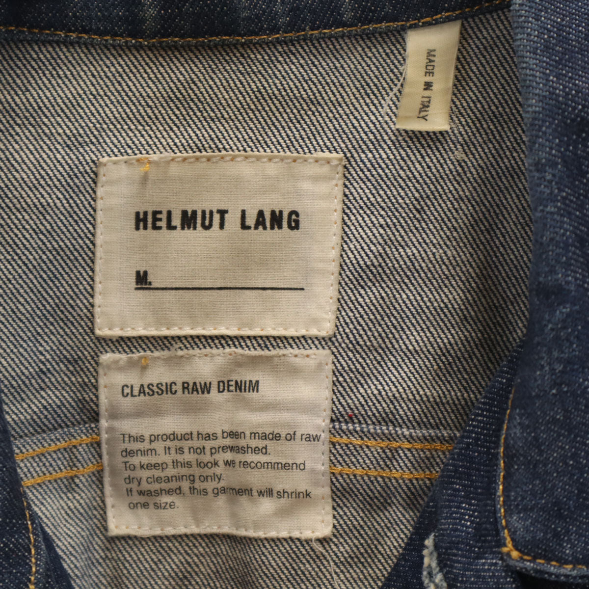 HELMUT LANG ヘルムートラング 99年 00s イタリア製 本人期 オールド デニムジャケット 44 インディゴブルー トラッカー メンズ
