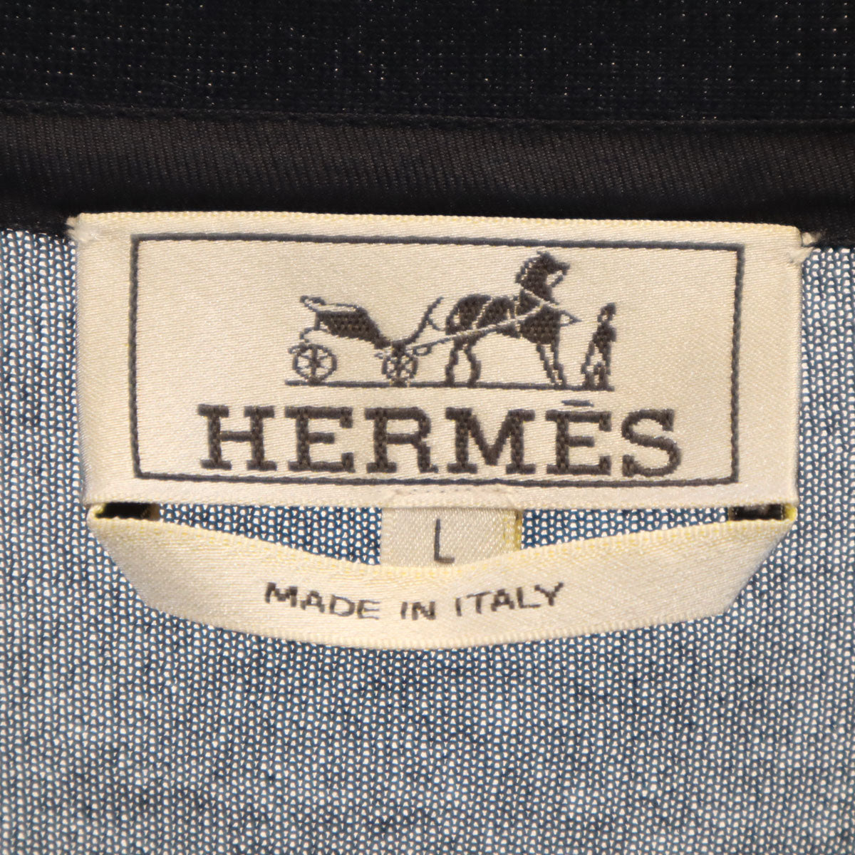 HERMES エルメス イタリア製 シルク 長袖 Vネック ニットカーディガン L ブラック メンズ