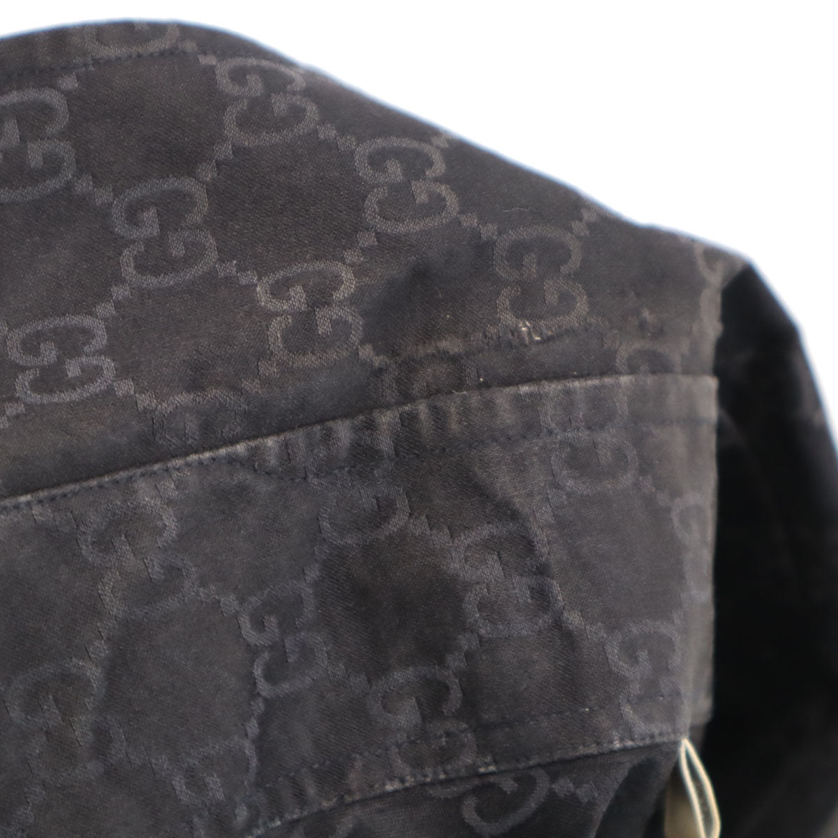 GUCCI グッチ イタリア製 シルクブレンド モノグラム 長袖 Wカフス シャツ 38 ブラック メンズ