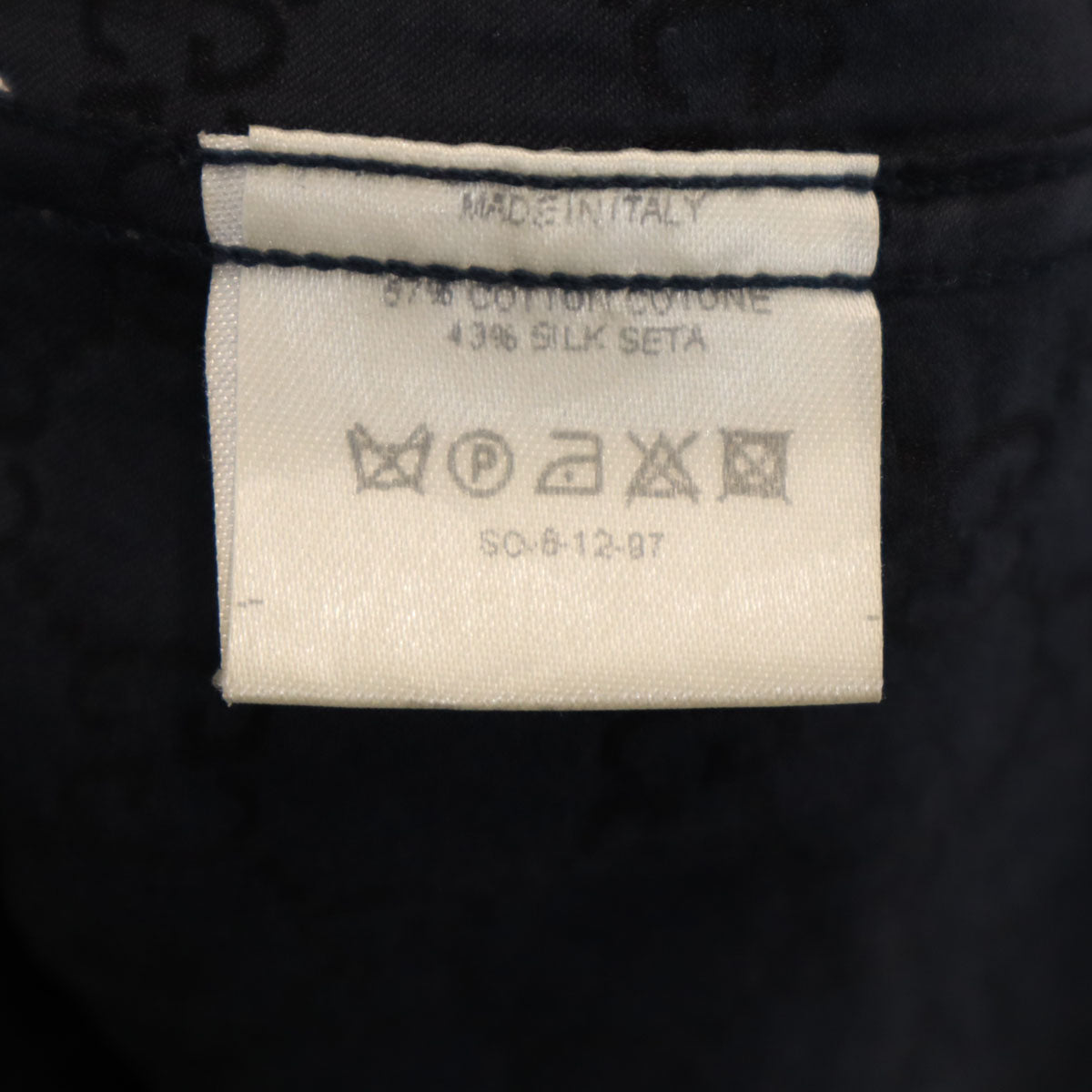 GUCCI グッチ イタリア製 シルクブレンド モノグラム 長袖 Wカフス シャツ 38 ブラック メンズ