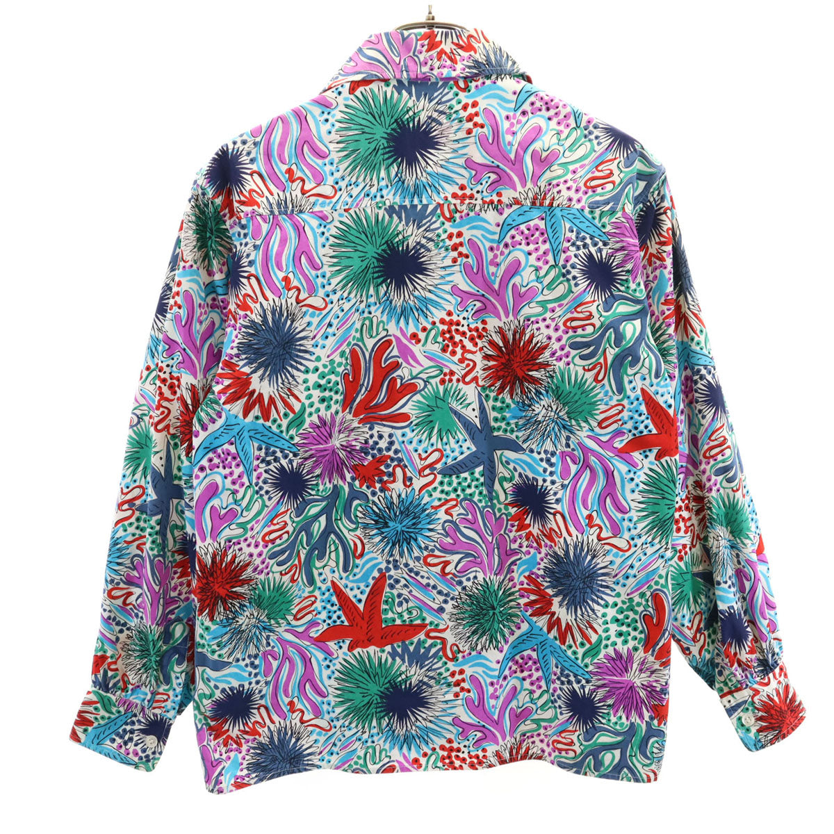 SAINT LAURENT サンローラン 70s フランス製 ヴィンテージ 総柄 長袖 シャツ 34 マルチ レディース