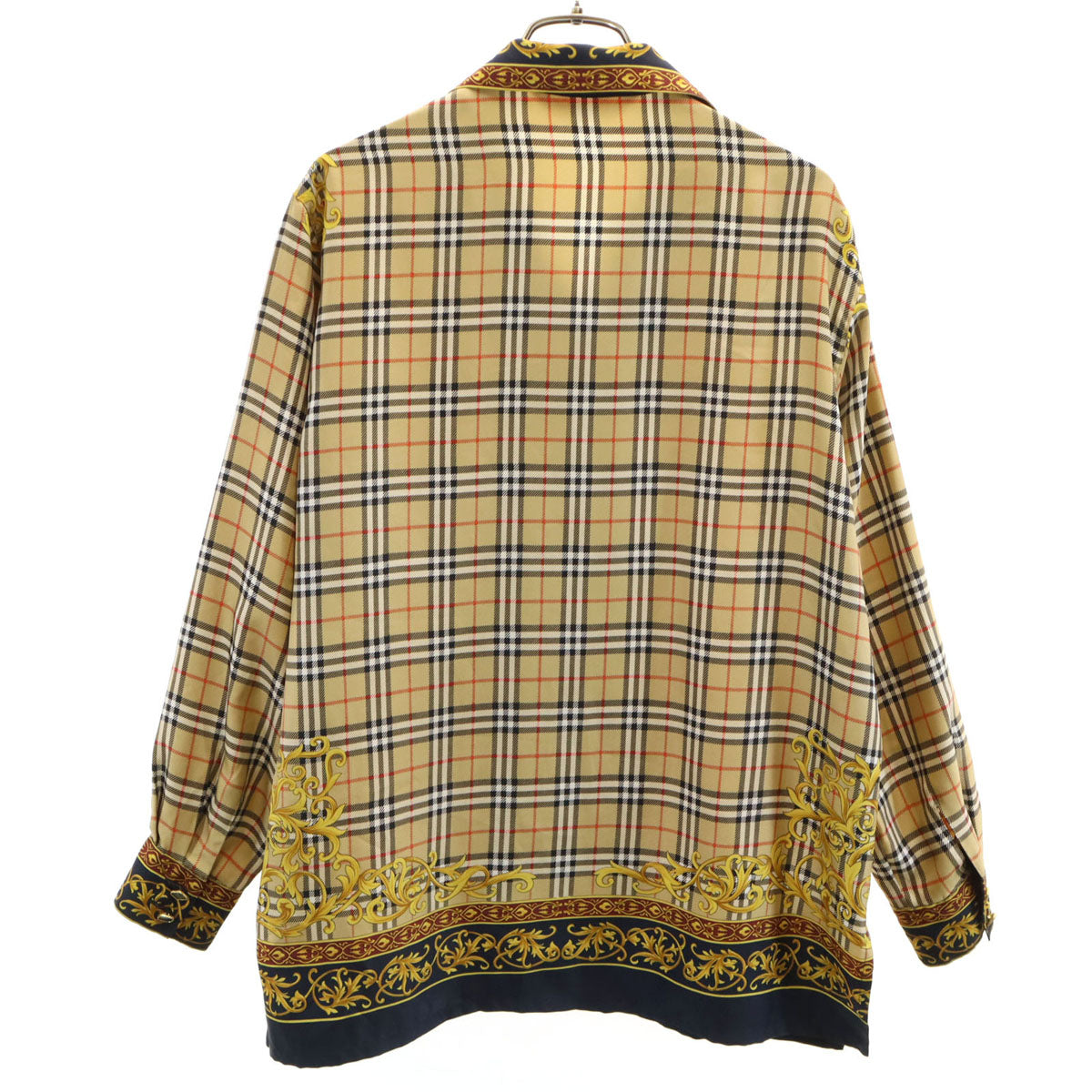 Burberrys バーバリーズ 90s オールド ノバチェック 長袖 オープンカラーシャツ 7 ベージュ レディース
