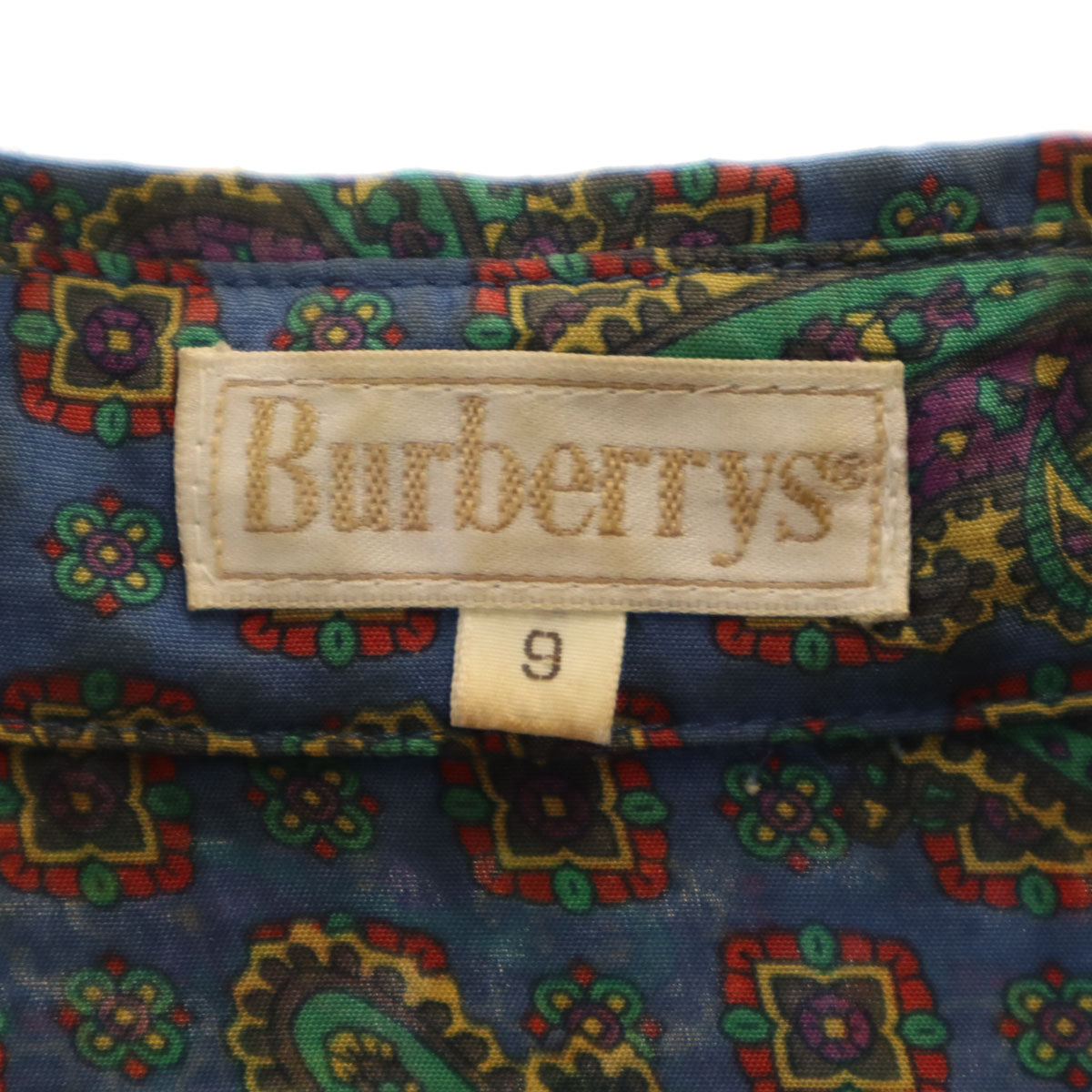 Burberrys バーバリーズ 90s オールド ペイズリー柄 長袖 シャツ 9 青紺系 レディース
