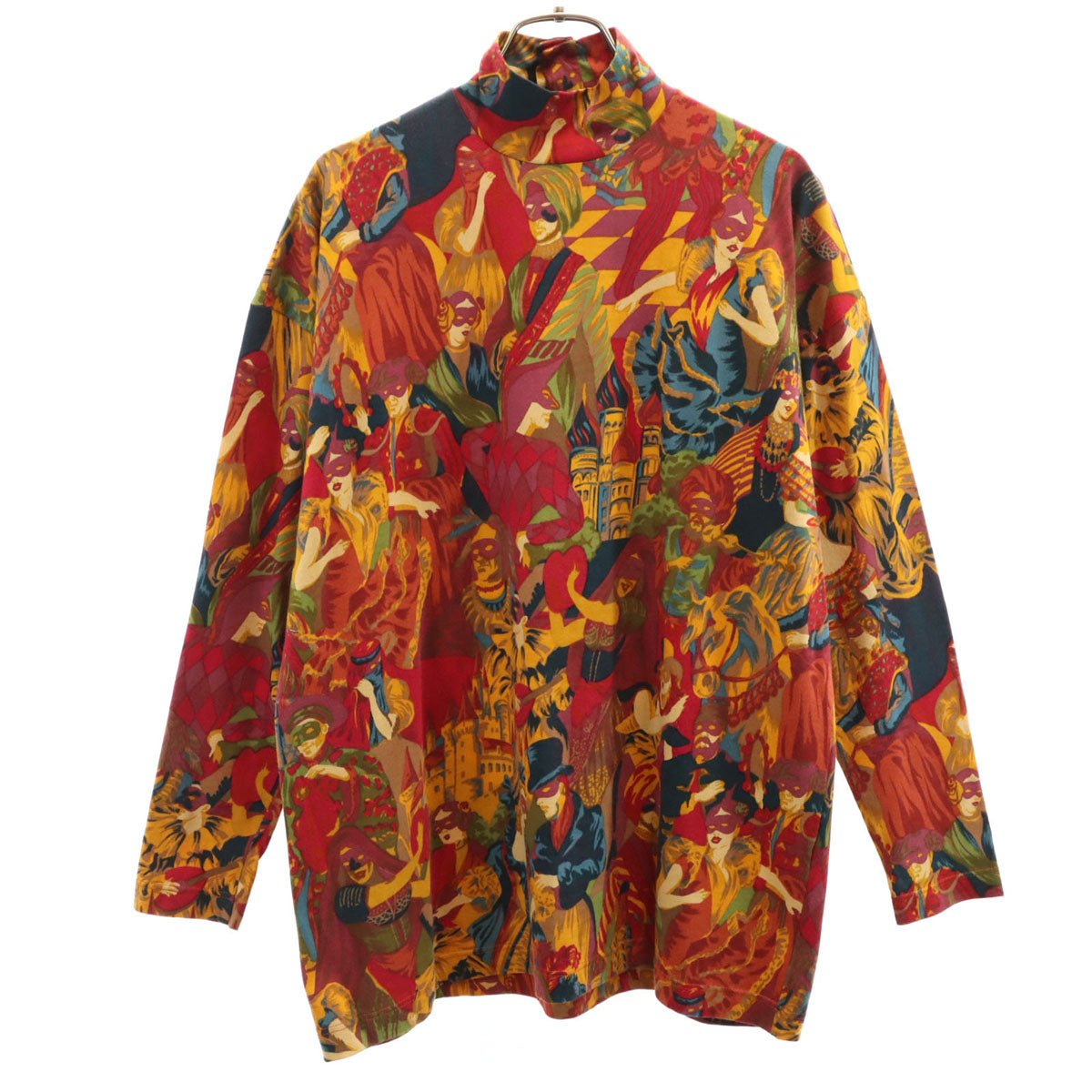 KENZO JUNGLE ケンゾージャングル 90s イタリア製 オールド 総柄 長袖 カットソー M レッド系 レディース