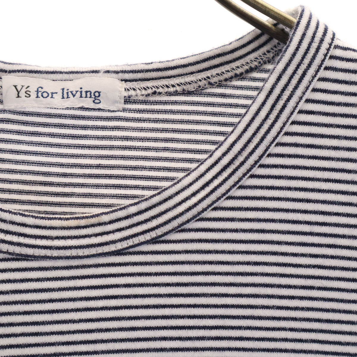 Y's for living ワイズフォーリビング ボーダー柄 半袖 Tシャツ ホワイト レディース