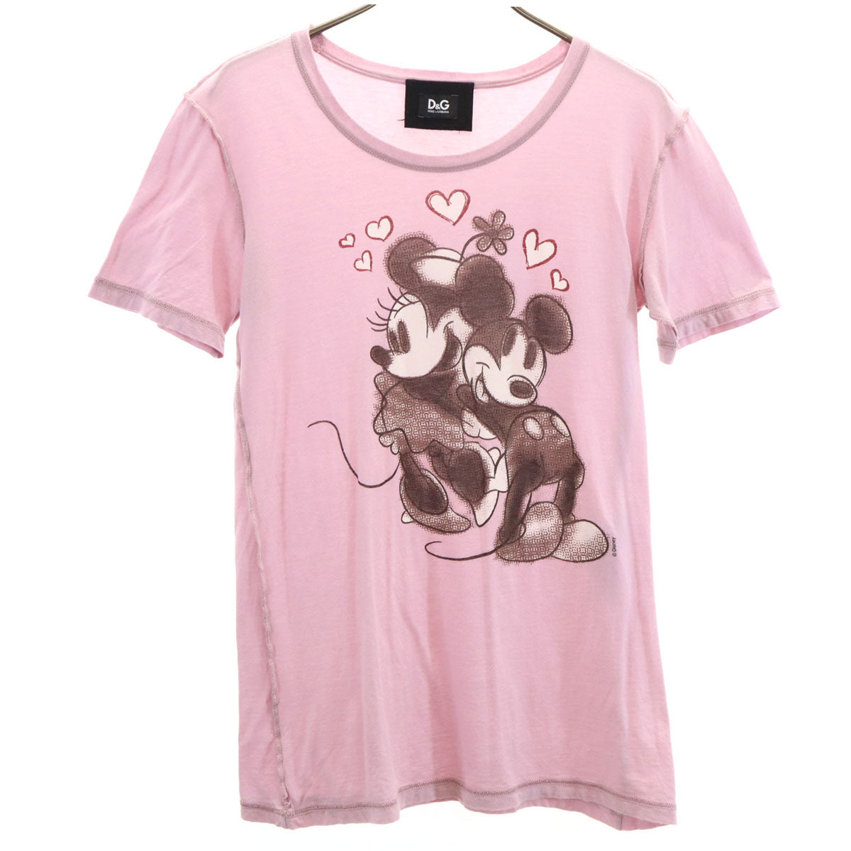 D&G DOLCE&GABBANA ディーアンドジードルチェアンドガッバーナ Disney ディズニー コラボ イタリア製 ミッキー ミニー 半袖 Tシャツ 38 ピンクパープル レディース