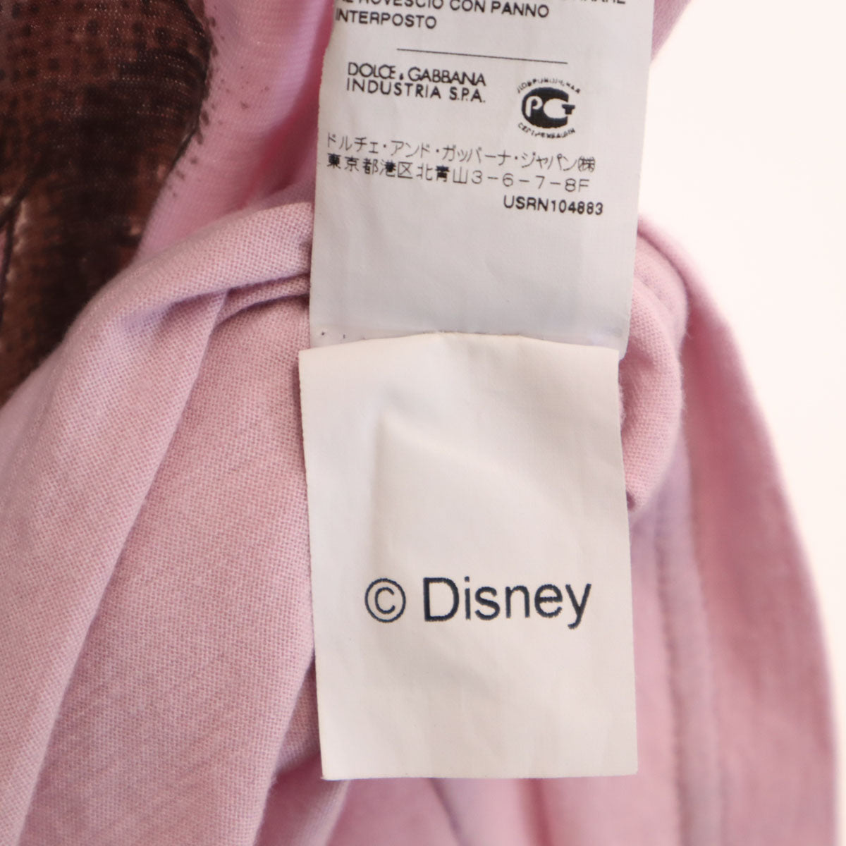 D&G DOLCE&GABBANA ディーアンドジードルチェアンドガッバーナ Disney ディズニー コラボ イタリア製 ミッキー ミニー 半袖 Tシャツ 38 ピンクパープル レディース