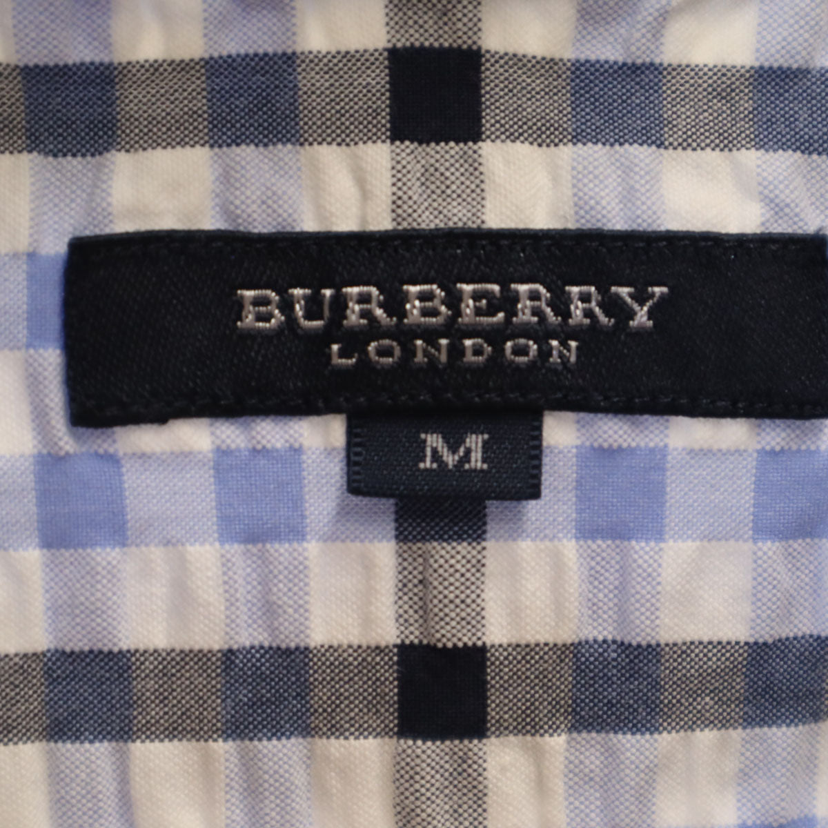 BURBERRY LONDON バーバリーロンドン チェック柄 半袖 シアサッカー ボタンダウンシャツ M ブルー メンズ