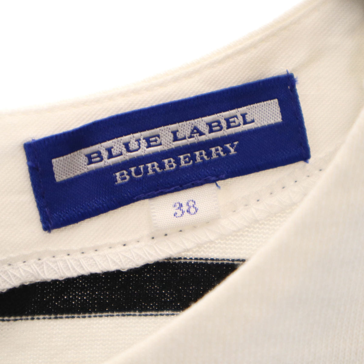 BURBERRY BLUE LABEL バーバリーブルーレーベル ボーダー柄 半袖 ワンピース 38 ホワイト 三陽商会 レディース