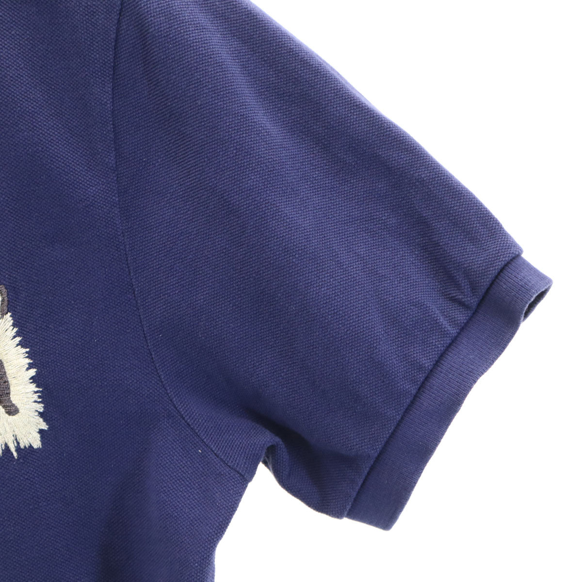 POLO RALPH LAUREN ポロラルフローレン タイガー ドラゴン刺繍 半袖 CUSTOM FIT ポロシャツ M ネイビー 鹿の子 虎 龍 メンズ