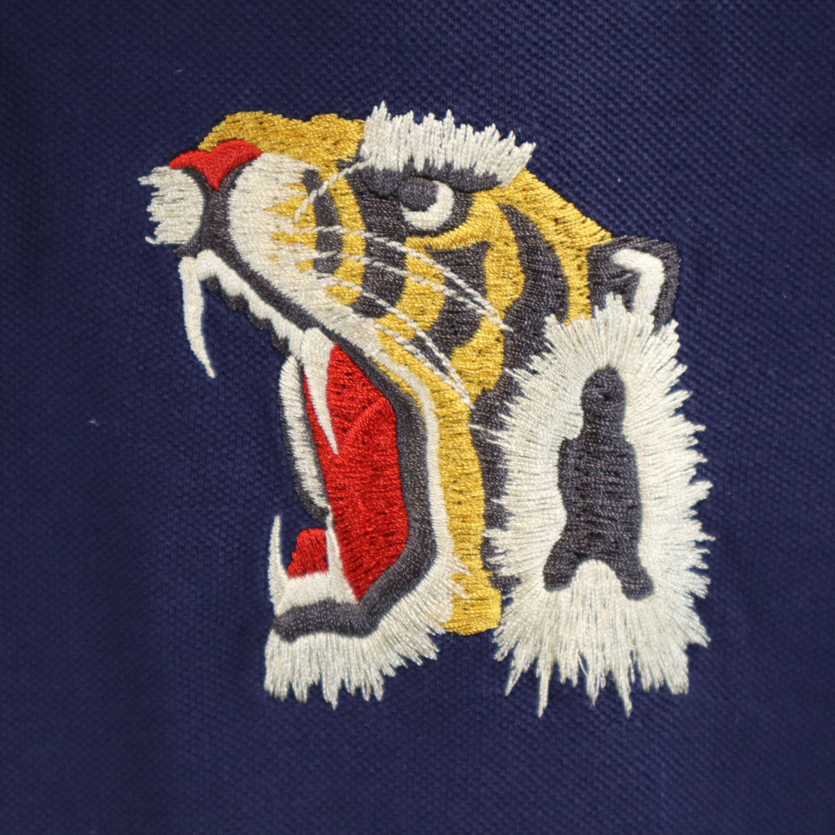 POLO RALPH LAUREN ポロラルフローレン タイガー ドラゴン刺繍 半袖 CUSTOM FIT ポロシャツ M ネイビー 鹿の子 虎 龍 メンズ