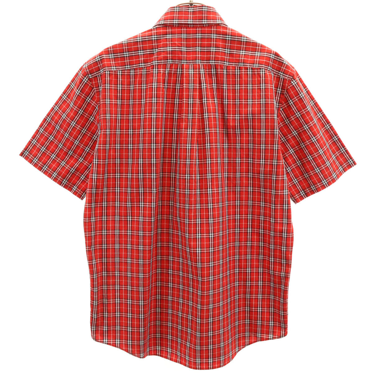 美品 BURBERRY LONDON BLUE LABEL バーバリー ロンドン ブルーレーベル 日本製 チェック柄 半袖 シャツ M レッド 三陽商会 メンズ
