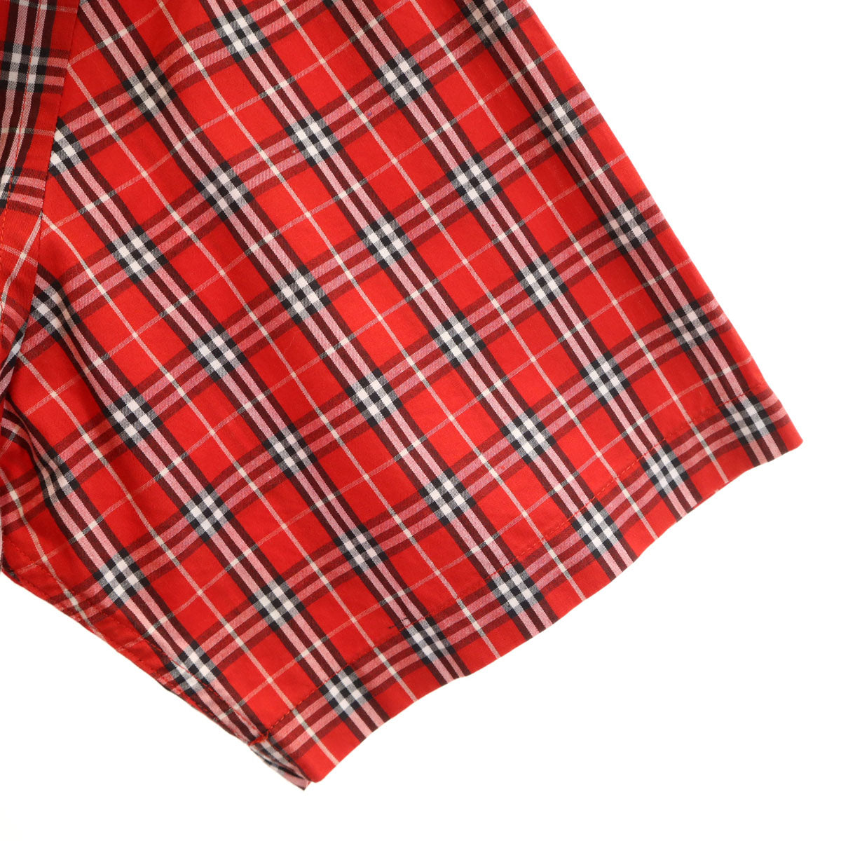 美品 BURBERRY LONDON BLUE LABEL バーバリー ロンドン ブルーレーベル 日本製 チェック柄 半袖 シャツ M レッド 三陽商会 メンズ