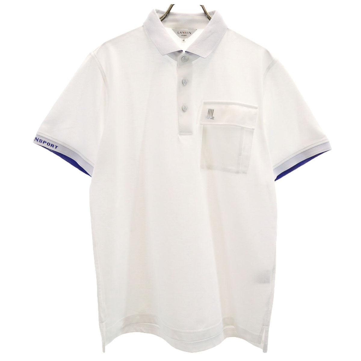 美品 LANVIN SPORT ランバンスポール 日本製 ゴルフ 半袖 ポロシャツ 40 ホワイト メンズ