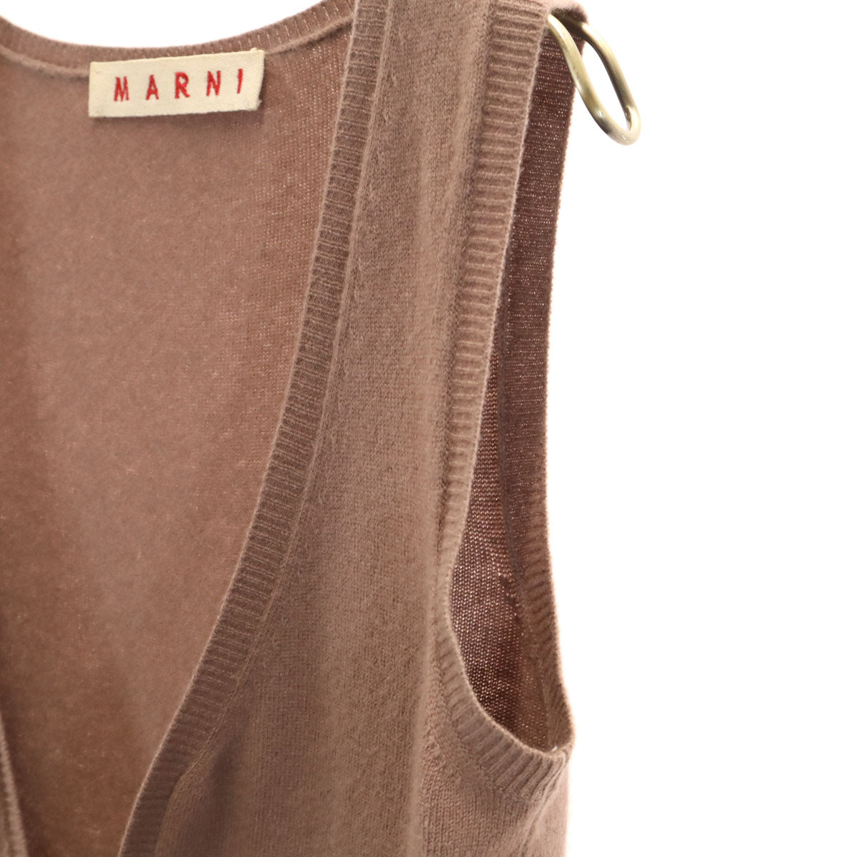 美品 MARNI マルニ イタリア製 カシミヤ100％ Vネック ニットベスト 42 ブラウン系 レディース