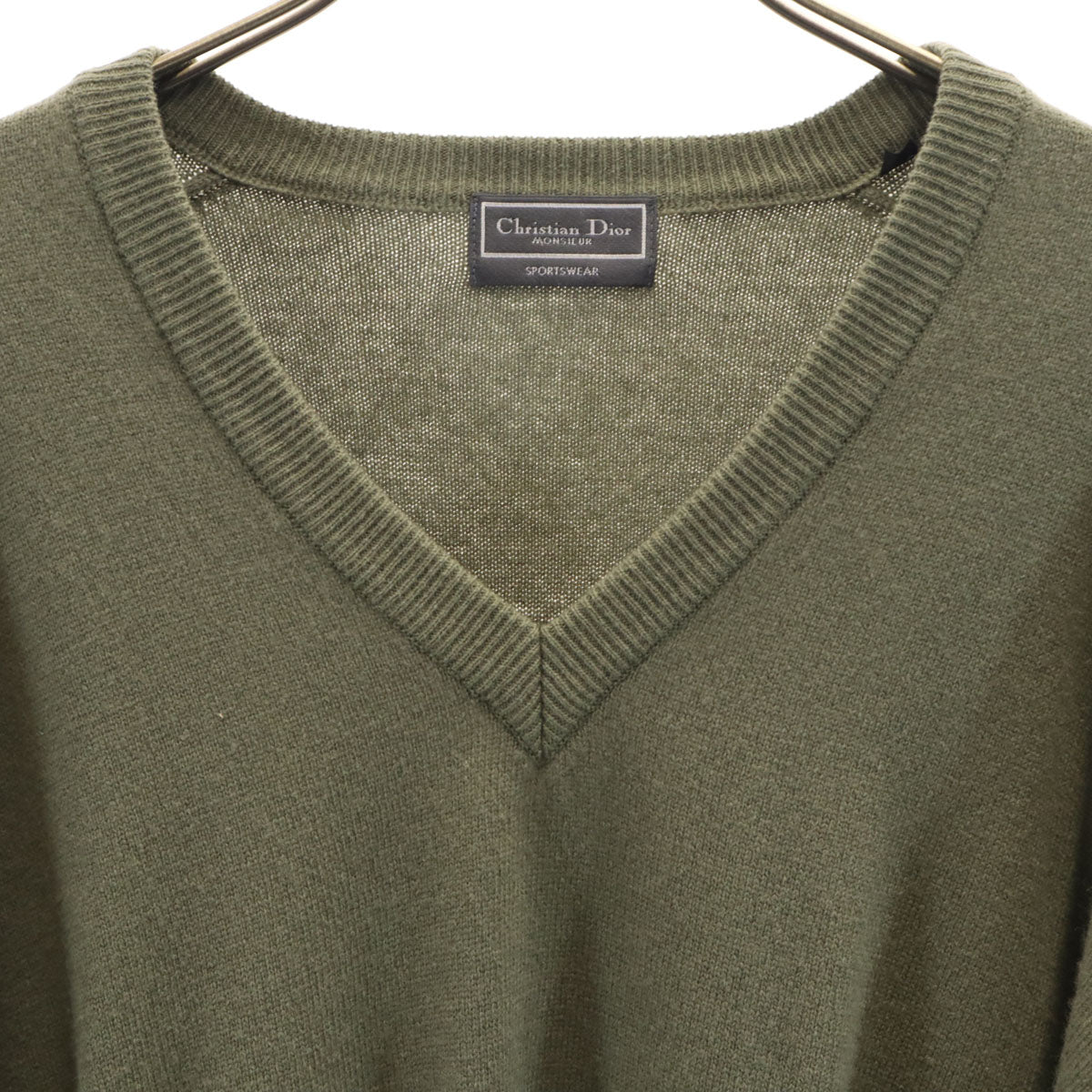 Christian Dior MONSIEUR クリスチャンディオール ムッシュ 90s オールド 長袖 Vネック セーター L オリーブ系 ニット メンズ